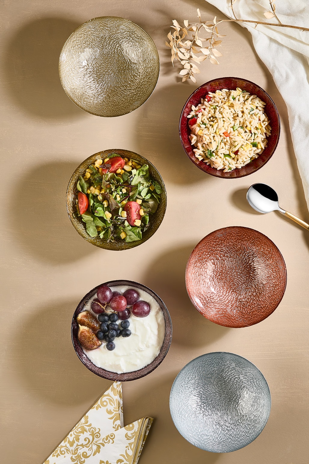 Cupri 6 Parça Cam Salata/Çerez/Meze/Meyve/Tatlı Kase Seti