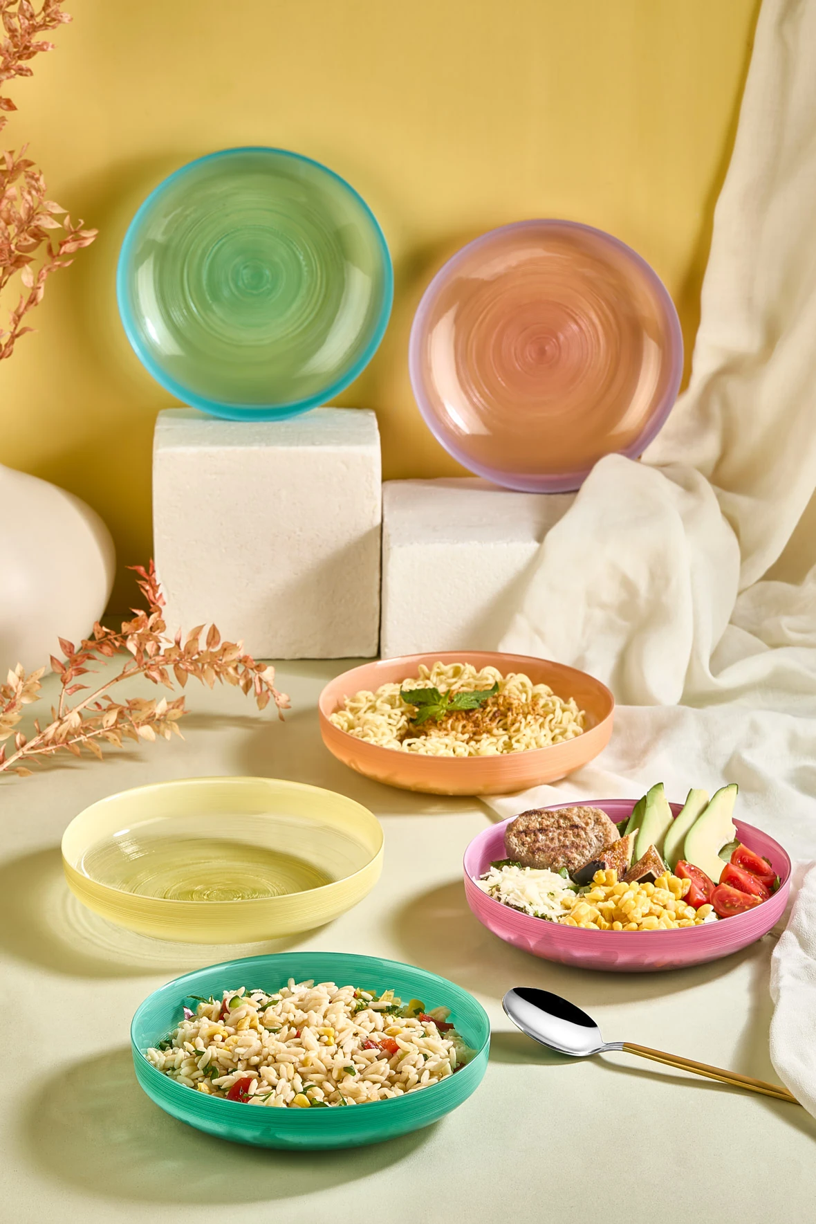 IP 21 CM Rainbow 6 Parça Cam Bowl - Makarna - Salata Kase Seti