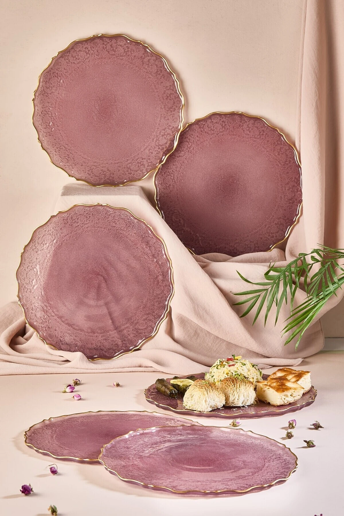 Goblen 28 Cm 6 Parça Servis Sunum Tabağı Seti - Mürdüm