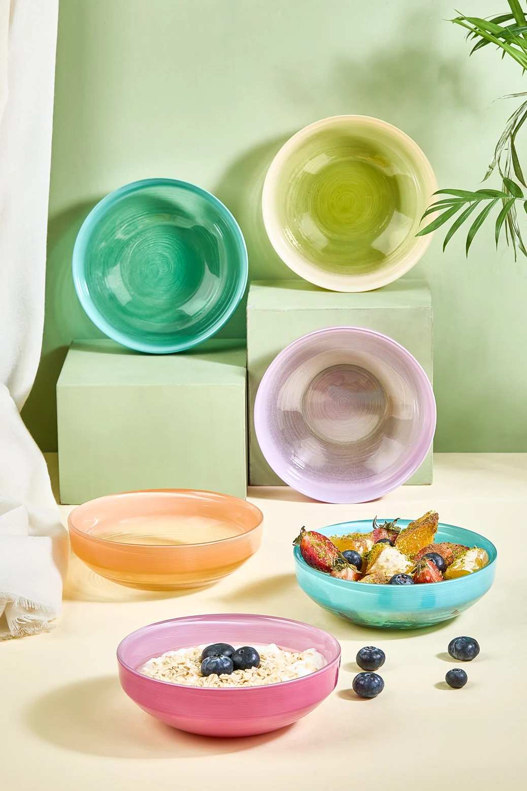 IP Rainbow 6 Parça Cam Dondurma/Çerez/Meze/Meyve Kase Seti