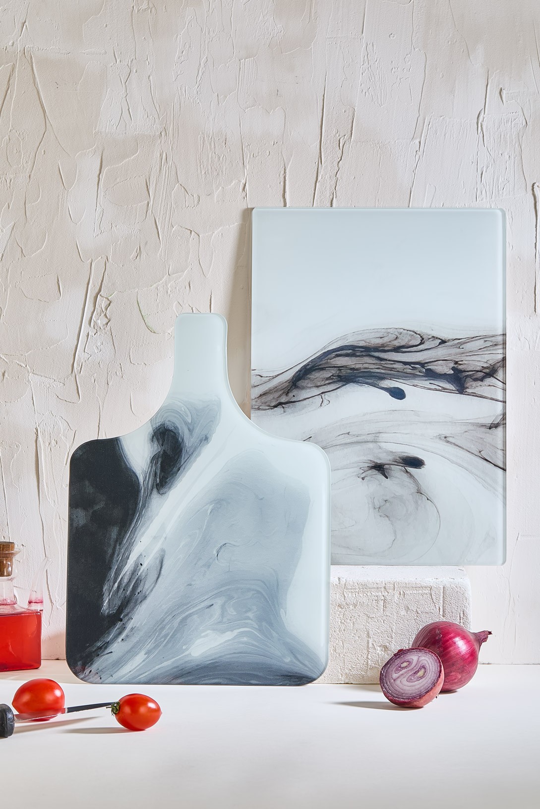 Marble 2'Li Cam Kesme Tahtası Seti - 25x35 - Isıya Dayanıklı Kırılmaz Kesme Tahtası