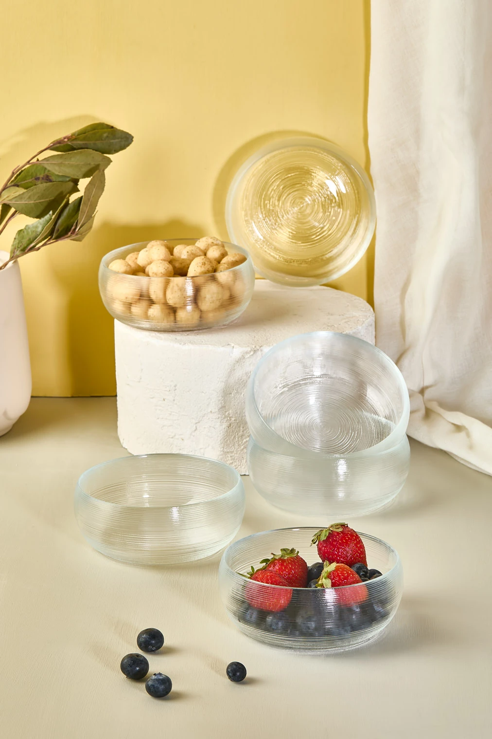 Mirano 6 Parça Cam Çerez - Sos - Lokum Mini Sunum Kasesi - 11 CM