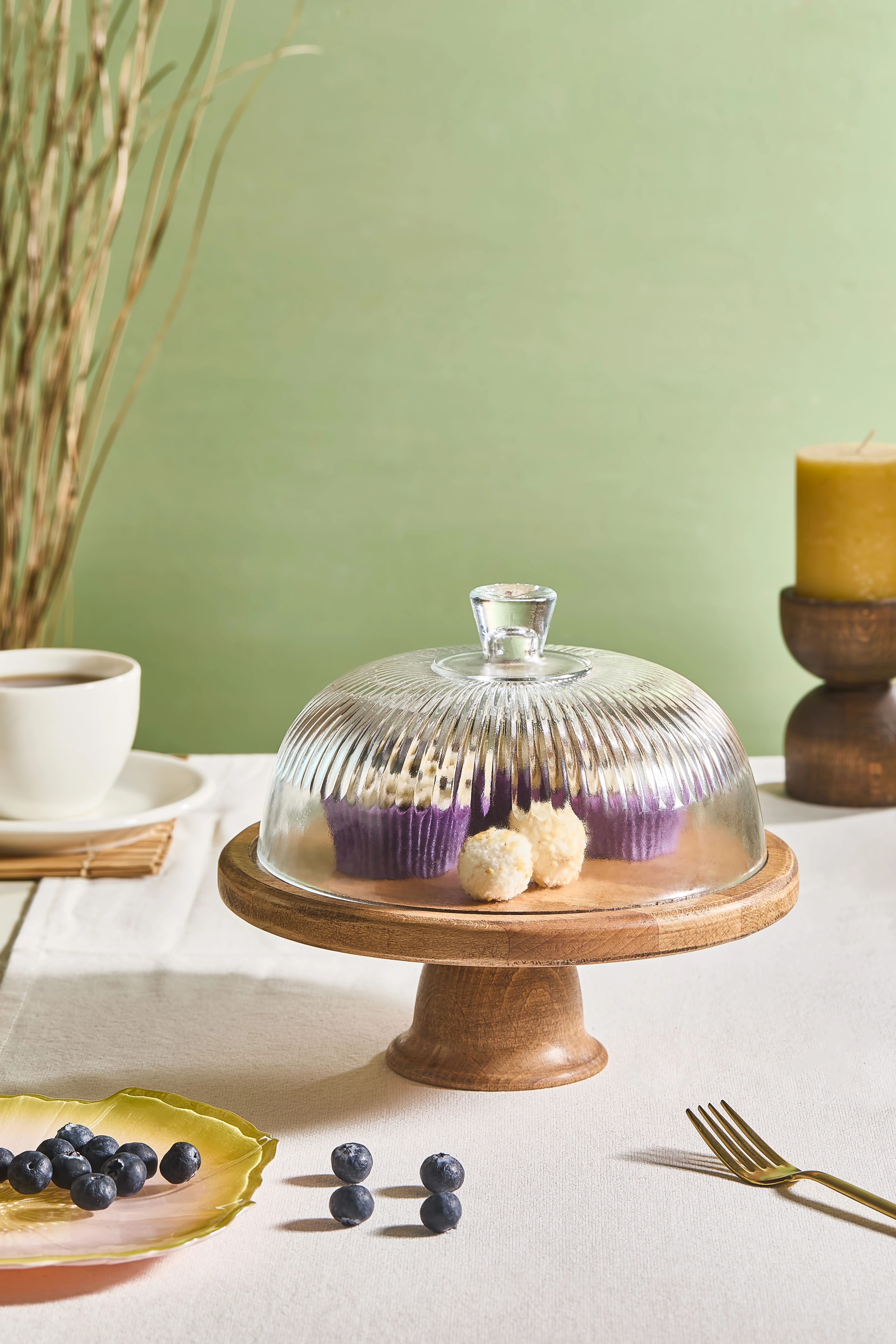 Eterna 22 CM Cam Fanuslu Ayaklı Kek Kurabiye Pasta Standı