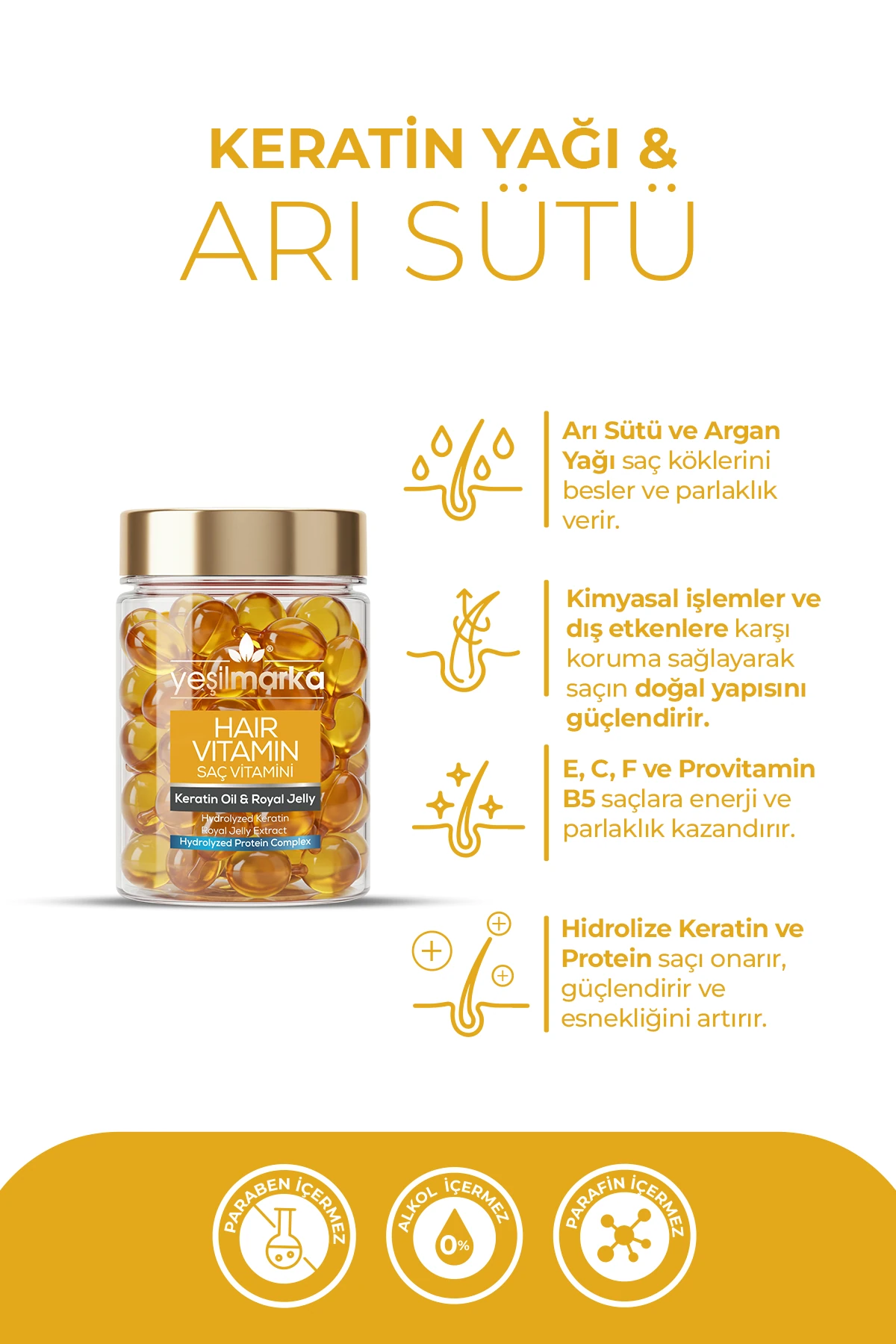 Saç Vitamini - Keratin Oil & Royal Jelly - Kır, Uygula & Parla!
