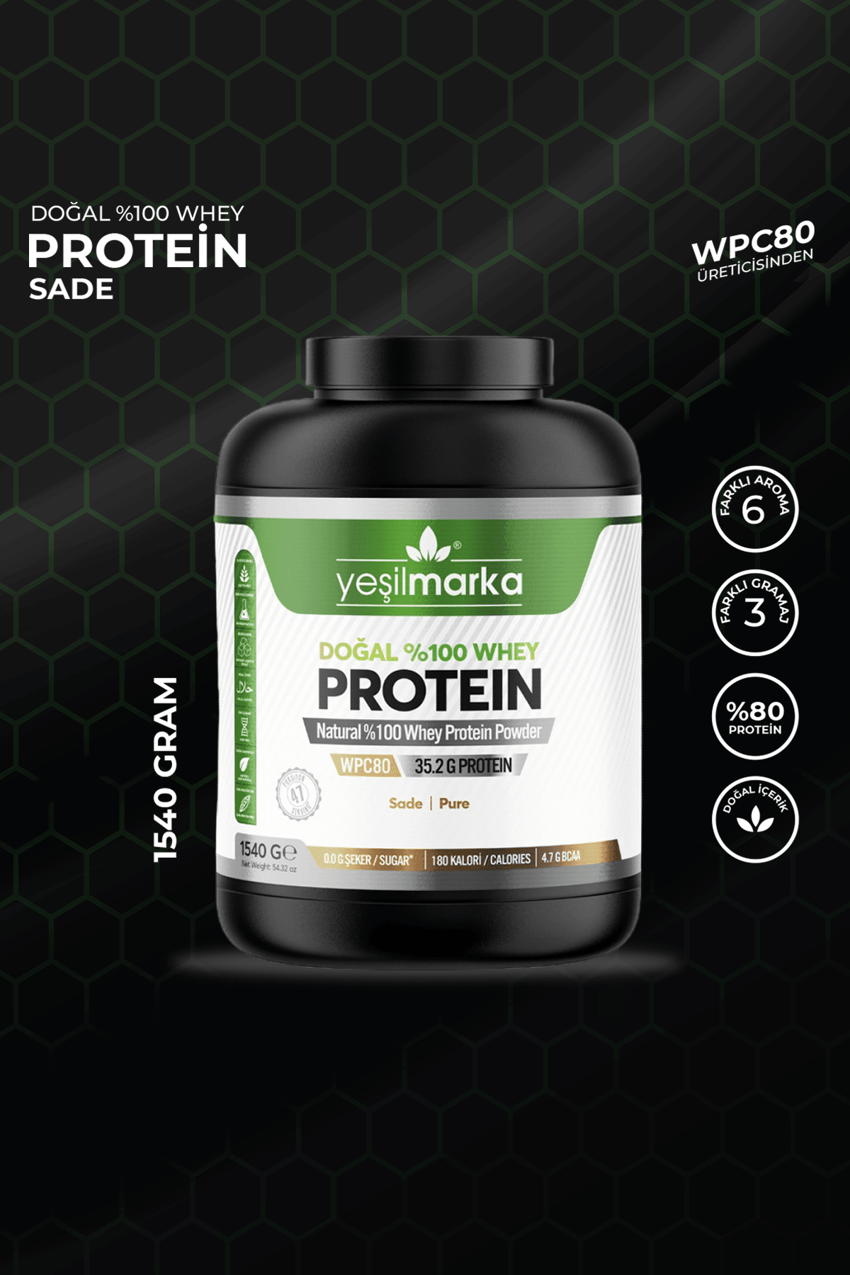 Doğal Whey Protein Tozu – Aromasız 1540 gr