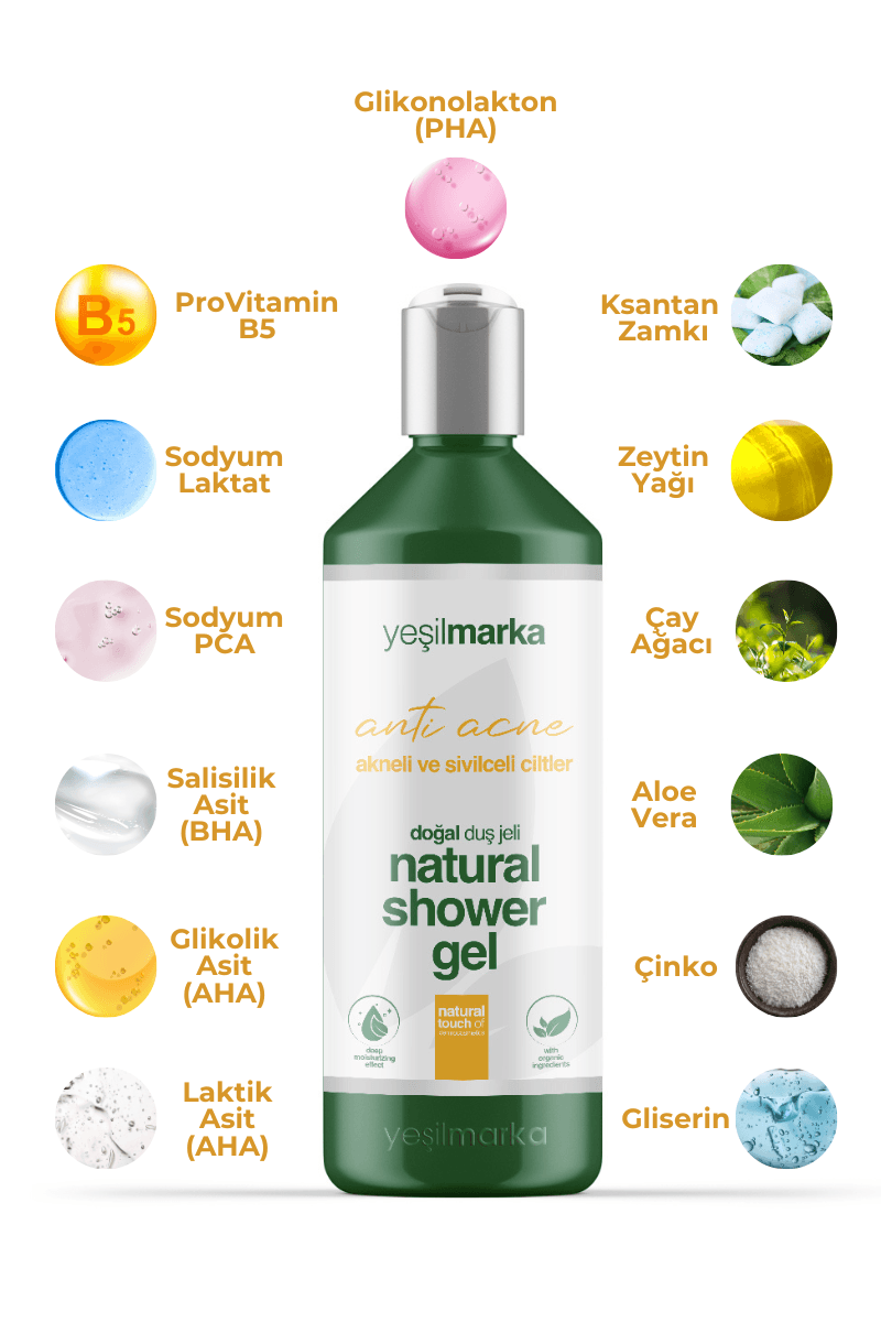 Doğal Duş Jeli - Akne ve Sivilce Karşıtı