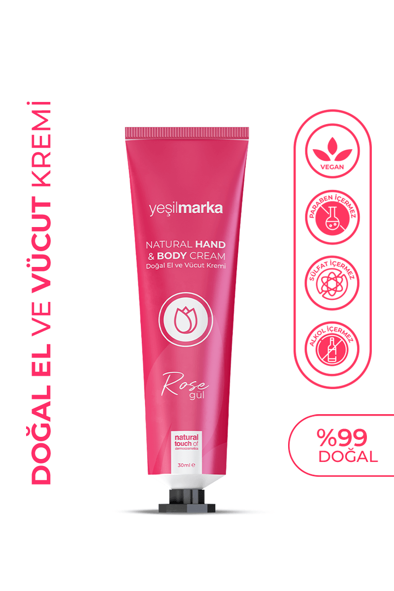 Natural Hand and Body Cream - Rose - 75ml