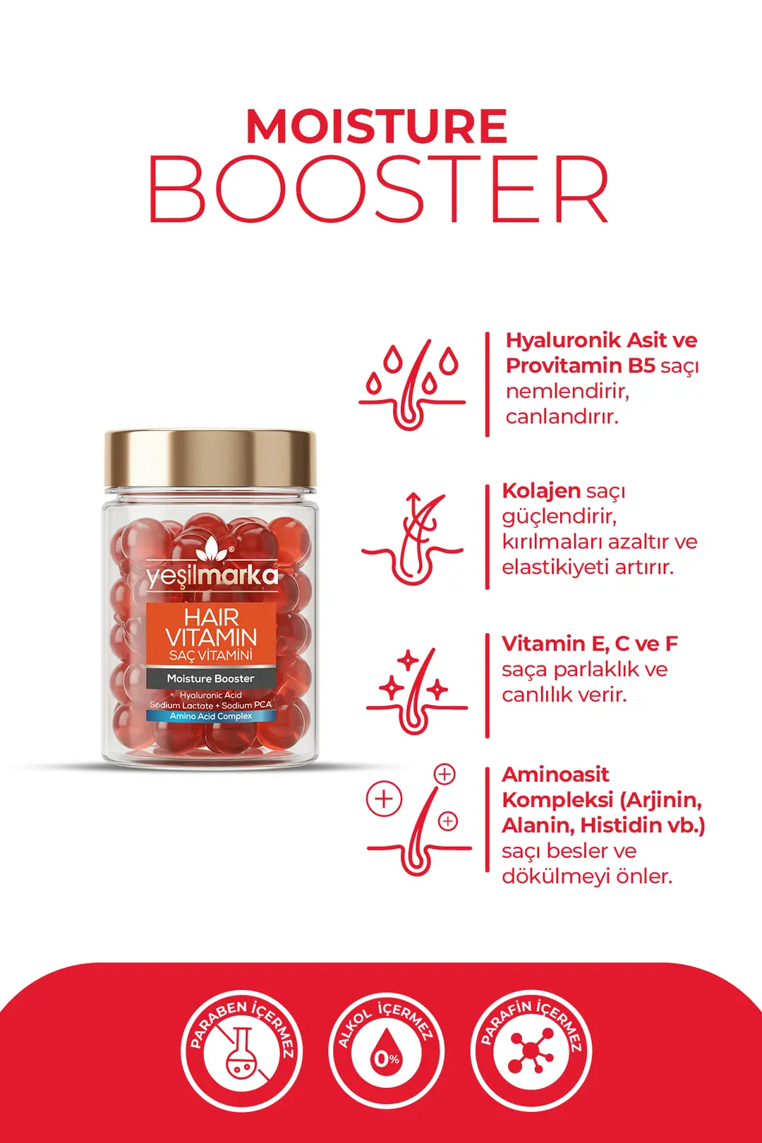 Yeşilmarka Hair Vitamin Moisture Booster – Mit Hyaluron, Kollagen & Biotin Für Feuchtes, Starkes Haar