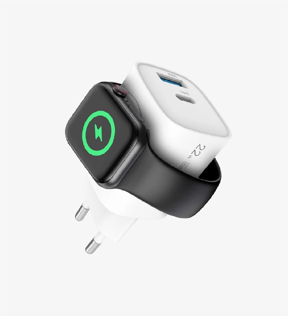 C320 Safe 22W Çift Portlu Hızlı Şarj Adaptörü + Akıllı Saat Şarj Desteği