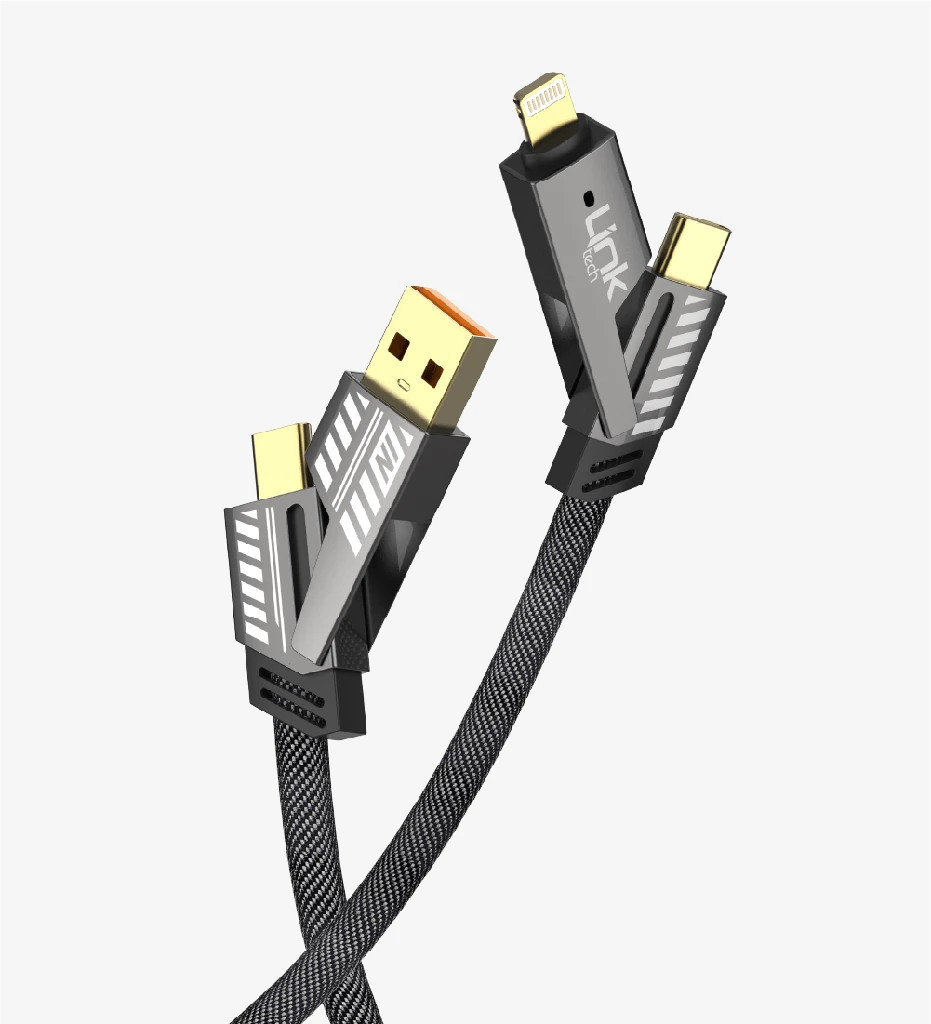 K474 Mecha Stil 120cm 100W 4'lü Hızlı Şarj Kablosu (Gri)