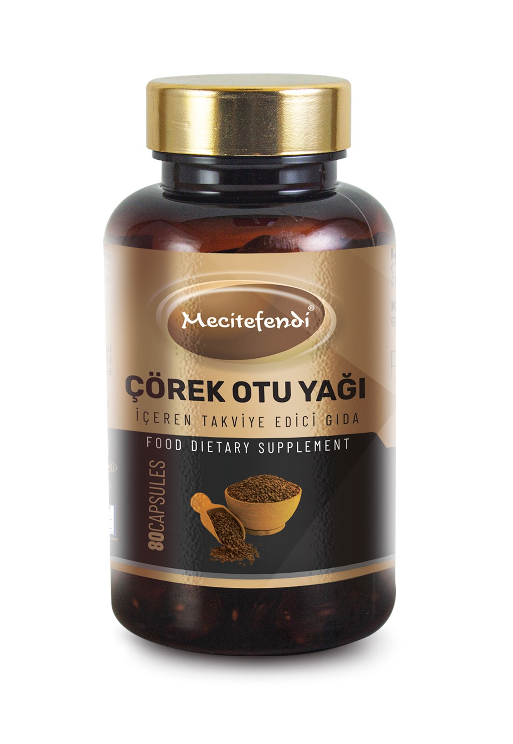 MECİTEFENDİ ÇÖREK OTU YAĞI İÇEREN TAKVİYE EDİCİ GIDA (80 KAPSÜL* 1300MG)