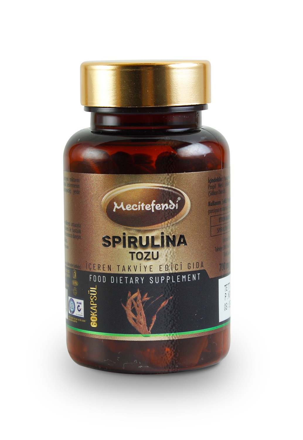 MECİTEFENDİ SPİRULİNA TOZU İÇEREN TAKVİYE EDİCİ GIDA (60 KAPSÜL*700MG)