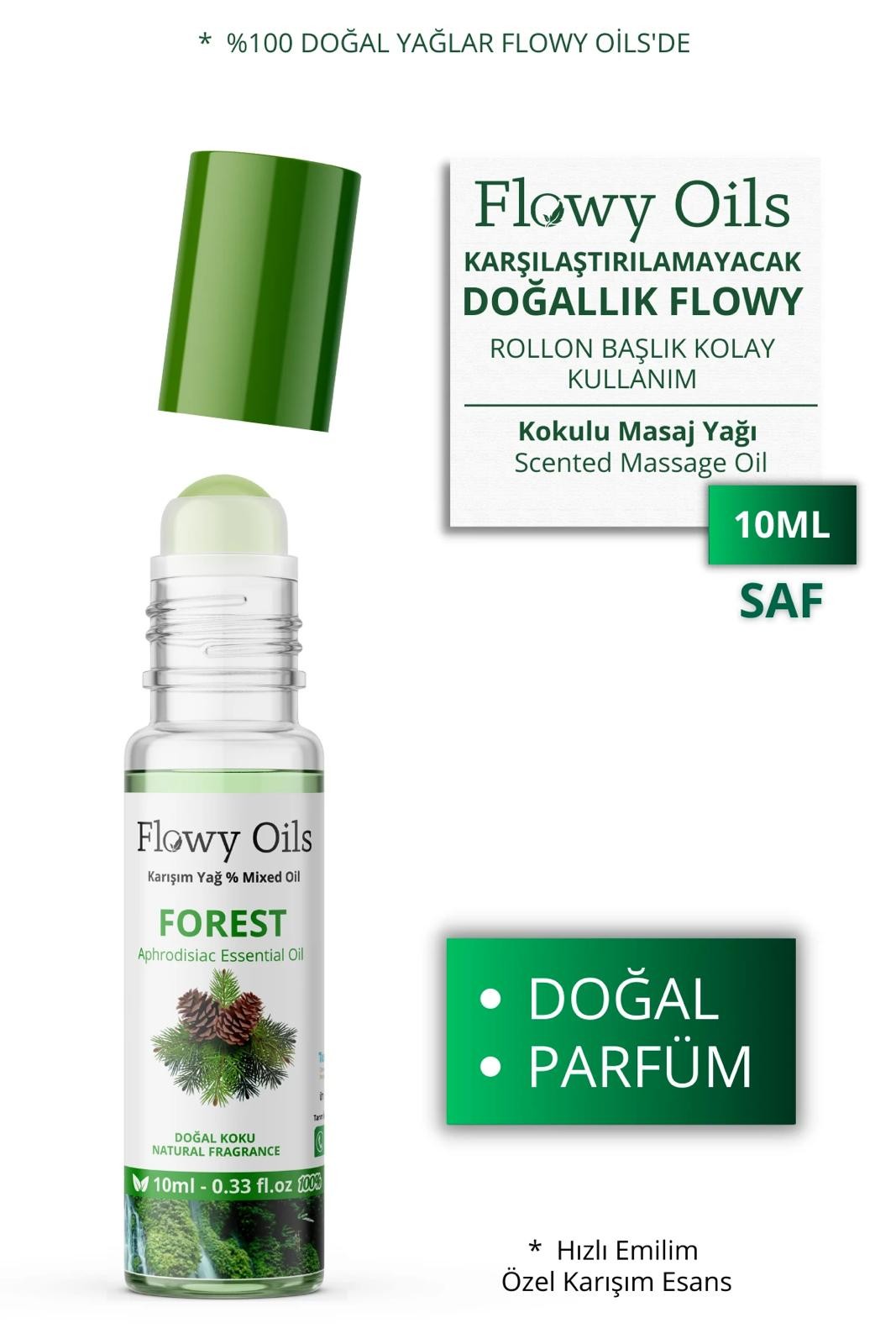 Forest Doğal Karışım Esansiyel Yağ Uçucu Yağ Karışımı Etkili Koku, Esans Doğal Roll-On 10ml