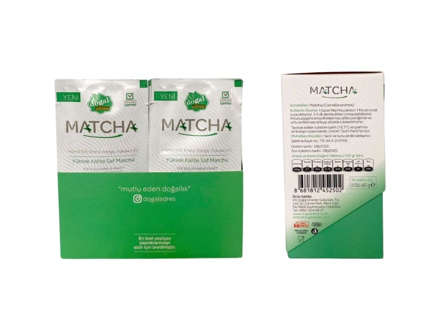 Doğal Adres Premium Matcha 30 Adet - (Yüksek Kalite Saf Matcha)