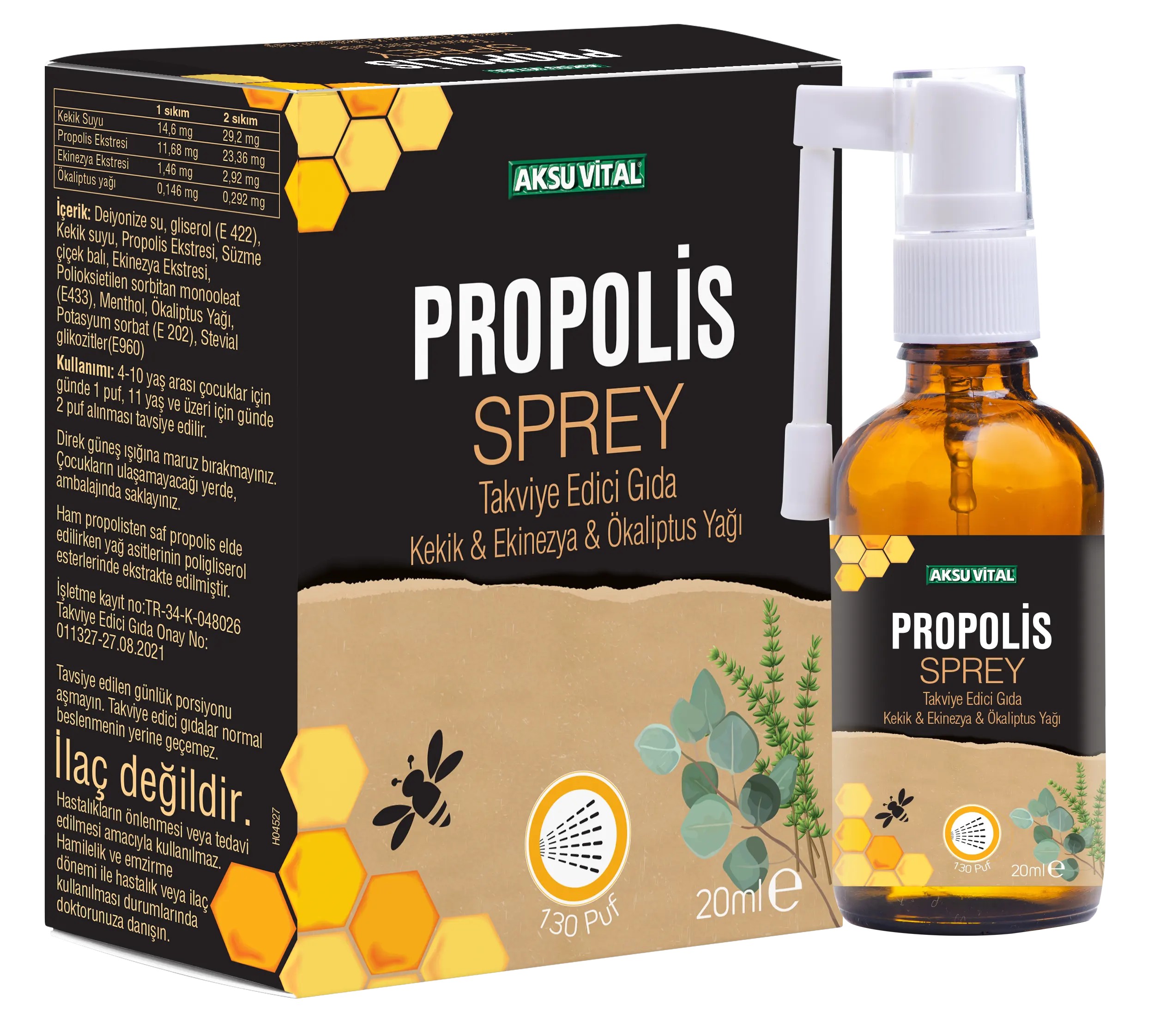 Propolisli Boğaz Spreyi 20ml Kekik Ekinezya Okaliptus ilaveli