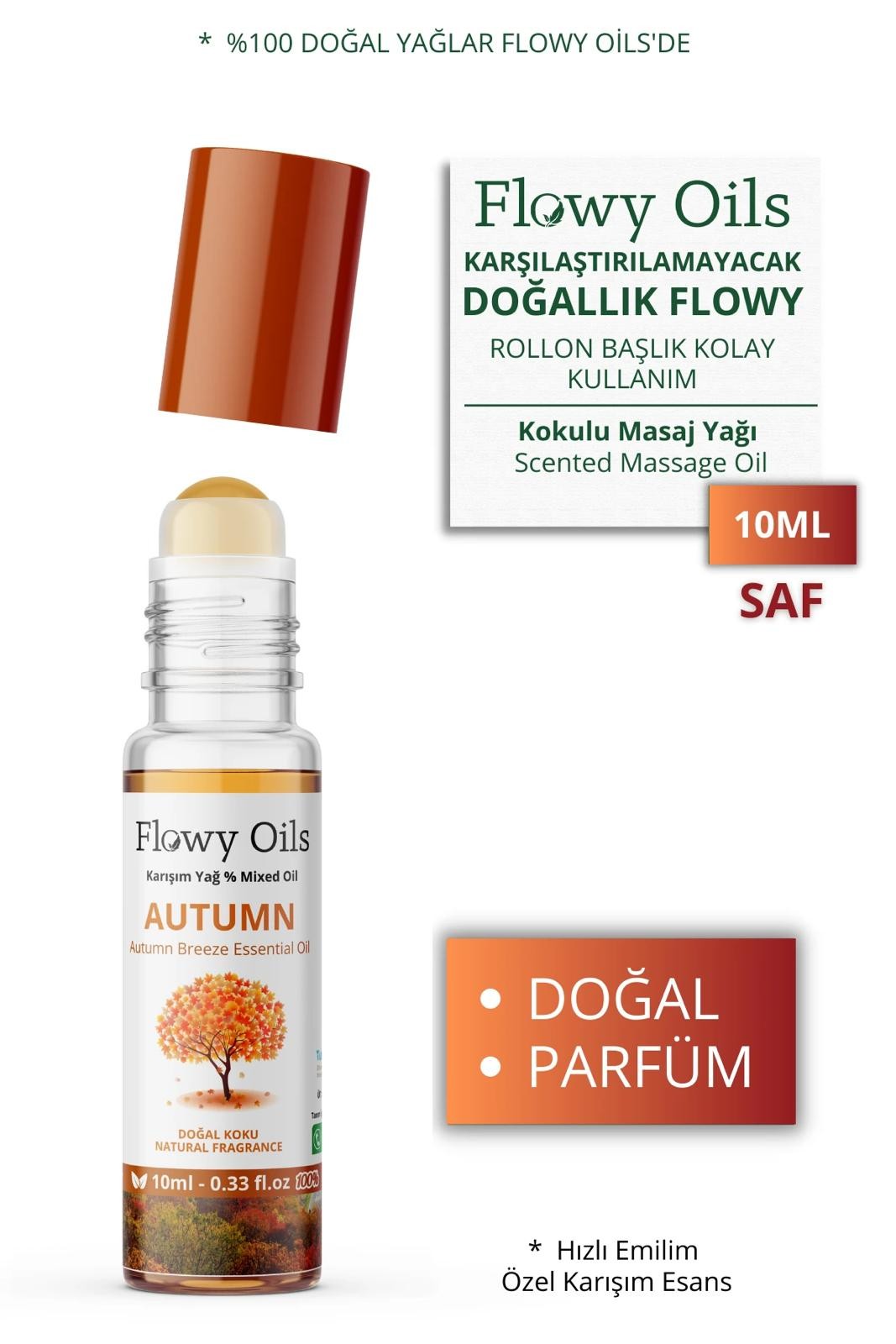 Autumn Doğal Karışım Esansiyel Yağ Uçucu Yağ Karışımı Etkili Koku, Esans Doğal Roll-On 10ml