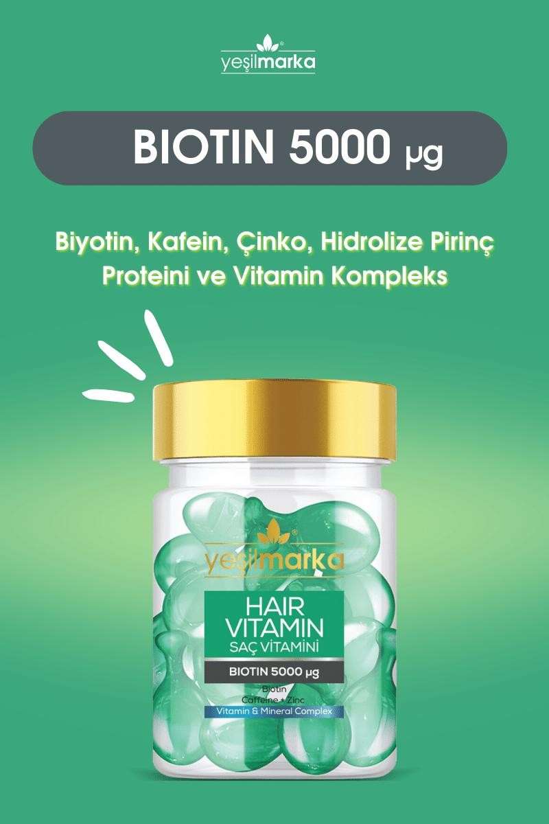 Yeşilmarka Saç Vitamini – Biotin & Kafein 30 Kapsül