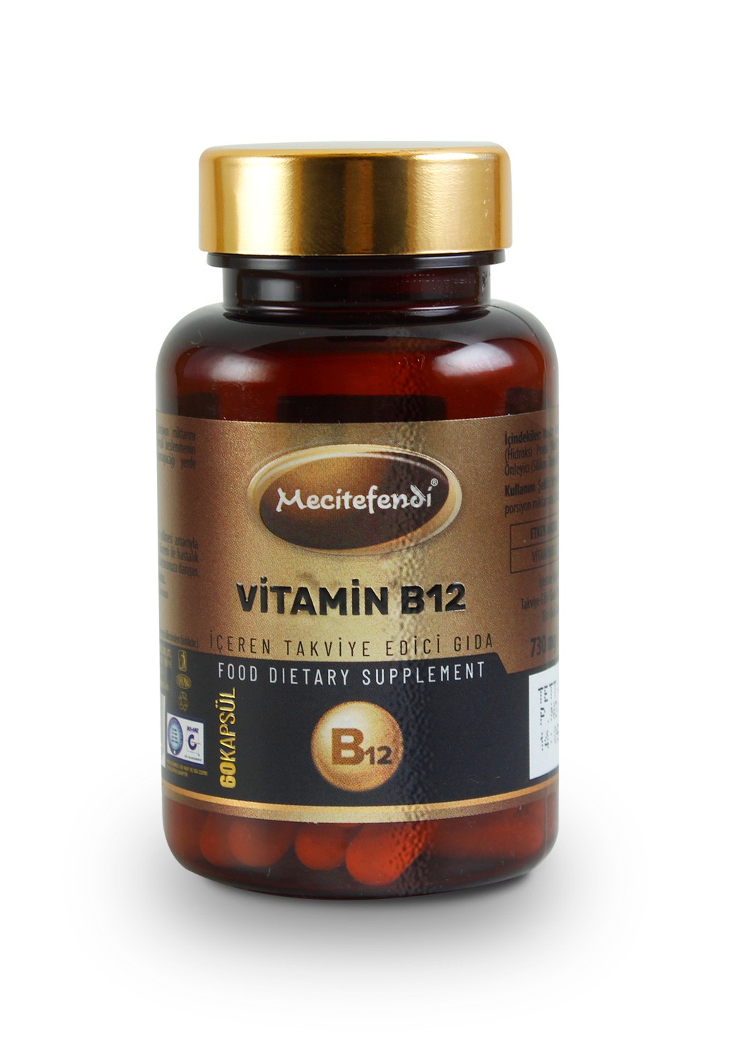 MECİTEFENDİ VİTAMİN B12 İÇEREN TAKVİYE EDİCİ GIDA( 60 KAPSÜL*730MG)