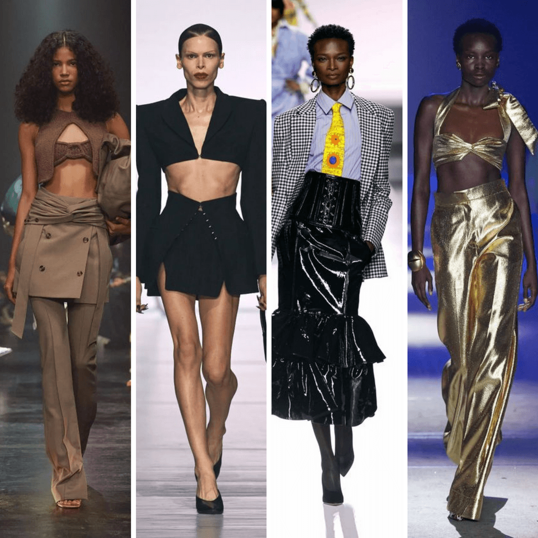 Soldan Sağa: Rokh Ready to Wear SS24/Mugler Spring 2024 Ready to Wear/Moschino Ready to Wear SS24/Alemais Australia Resort 2024