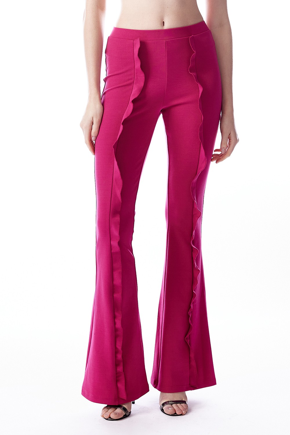 Ruffled Front Flared Trousers