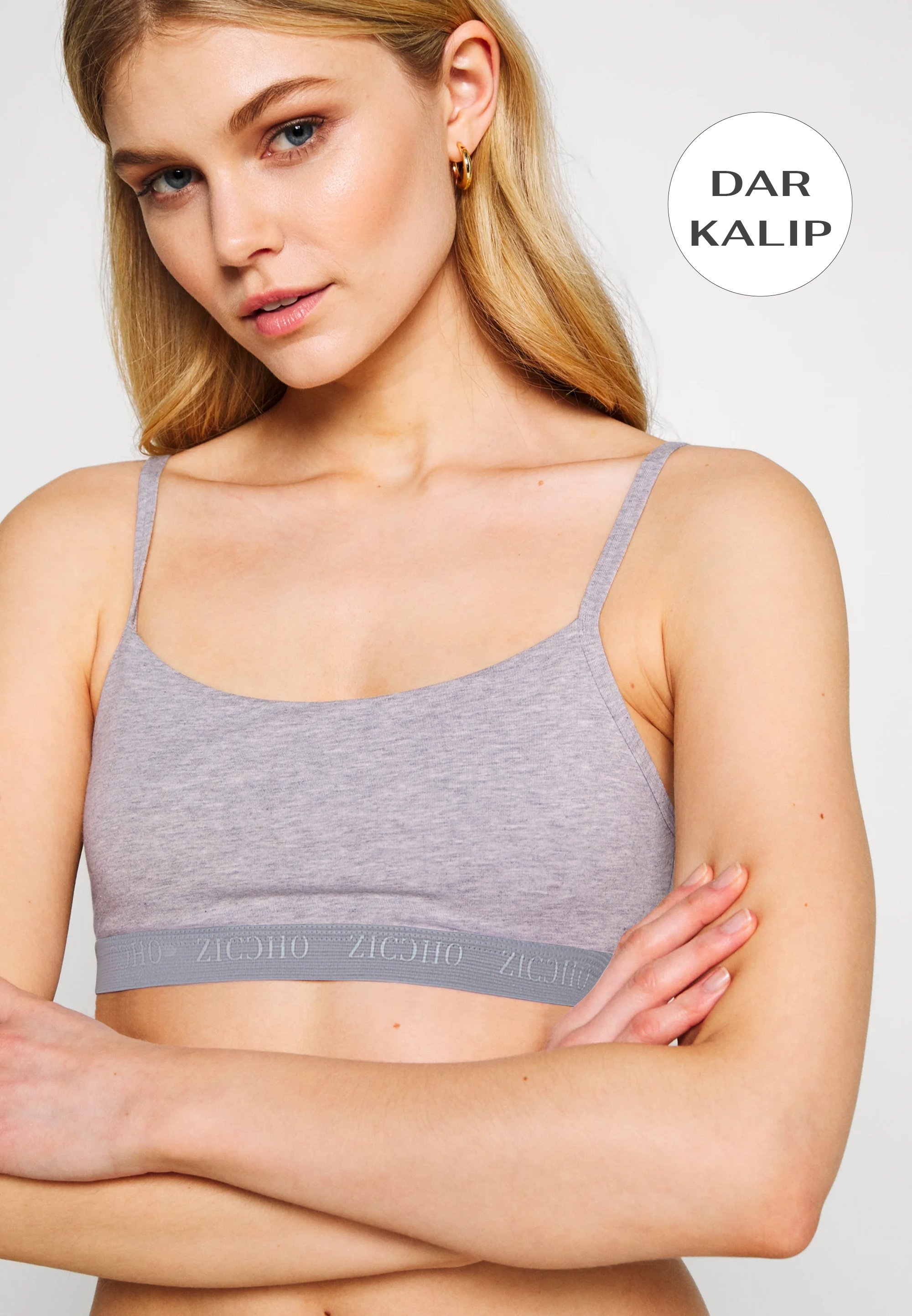 İp Askılı Pamuklu Yarım Atlet Bralet - Gri