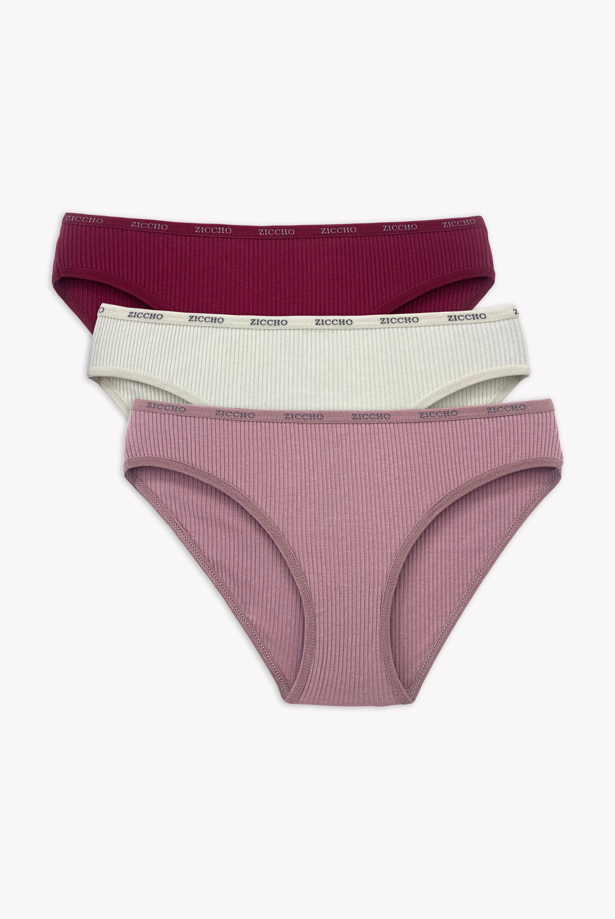3'lü Paket Fitilli Pamuk Kumaş Külot Set - Canlı