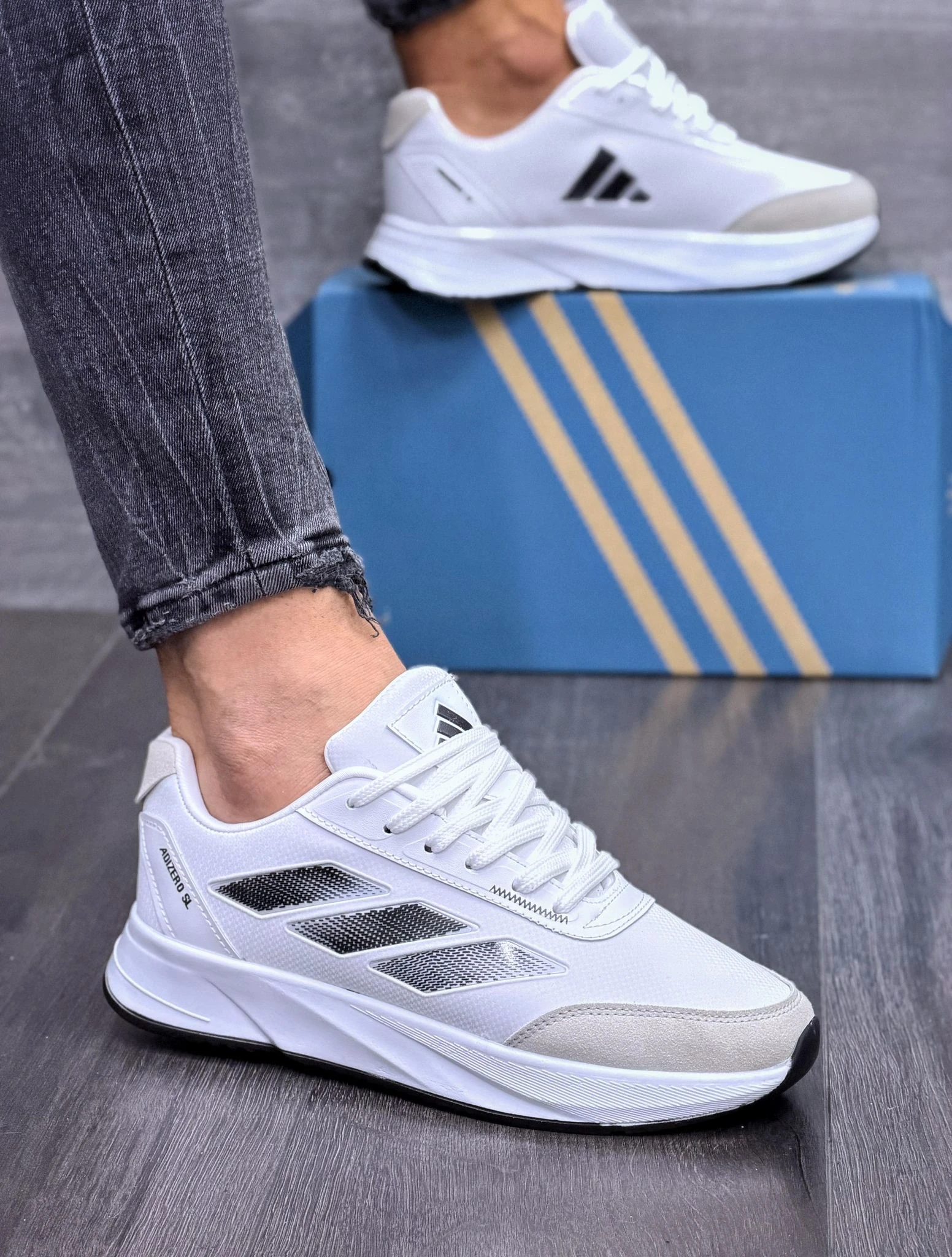 ADİDAS 017 KOD  - BEYAZ SİYAH