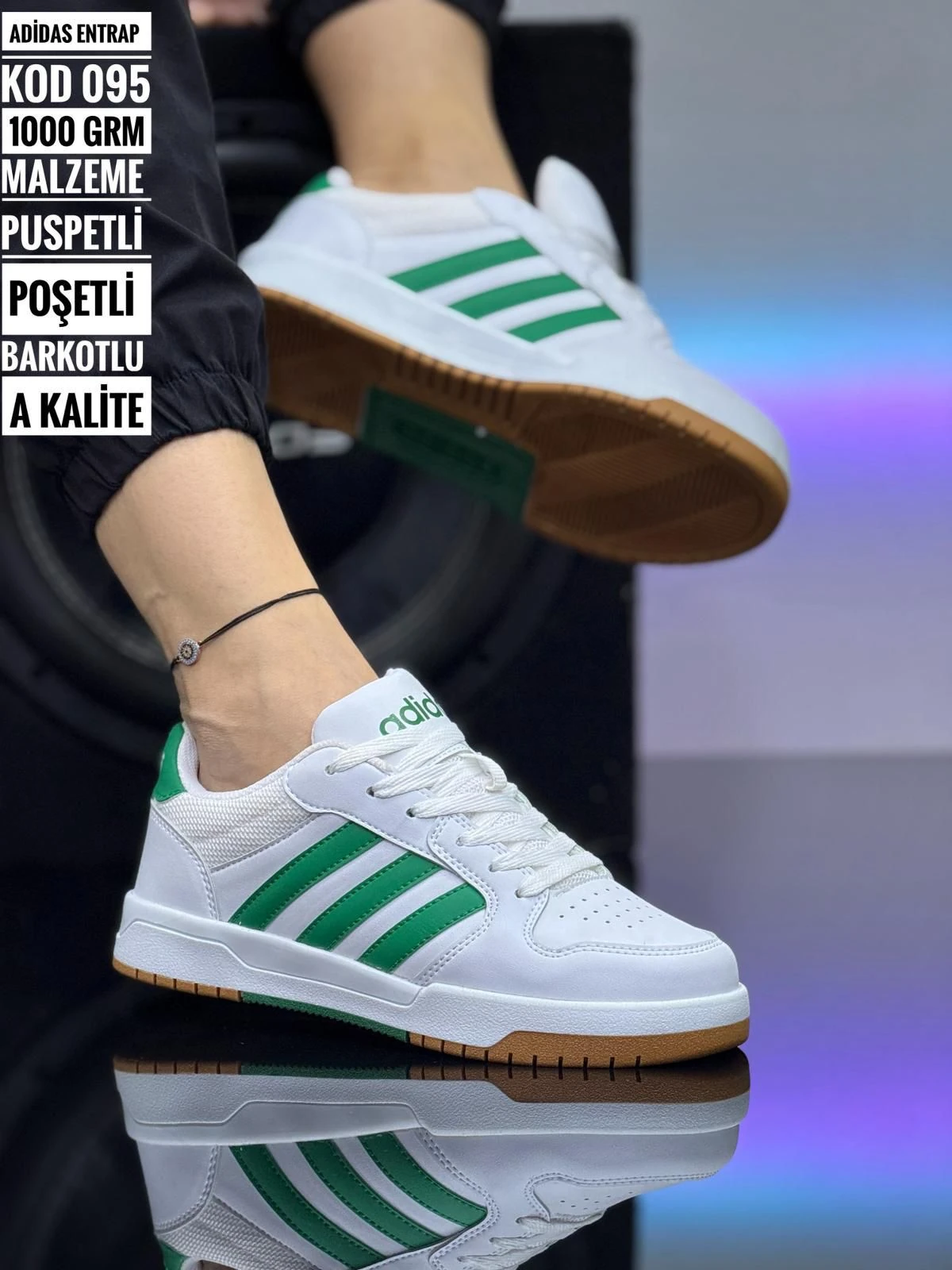ADİDAS 019 KOD  - BEYAZ YEŞİL