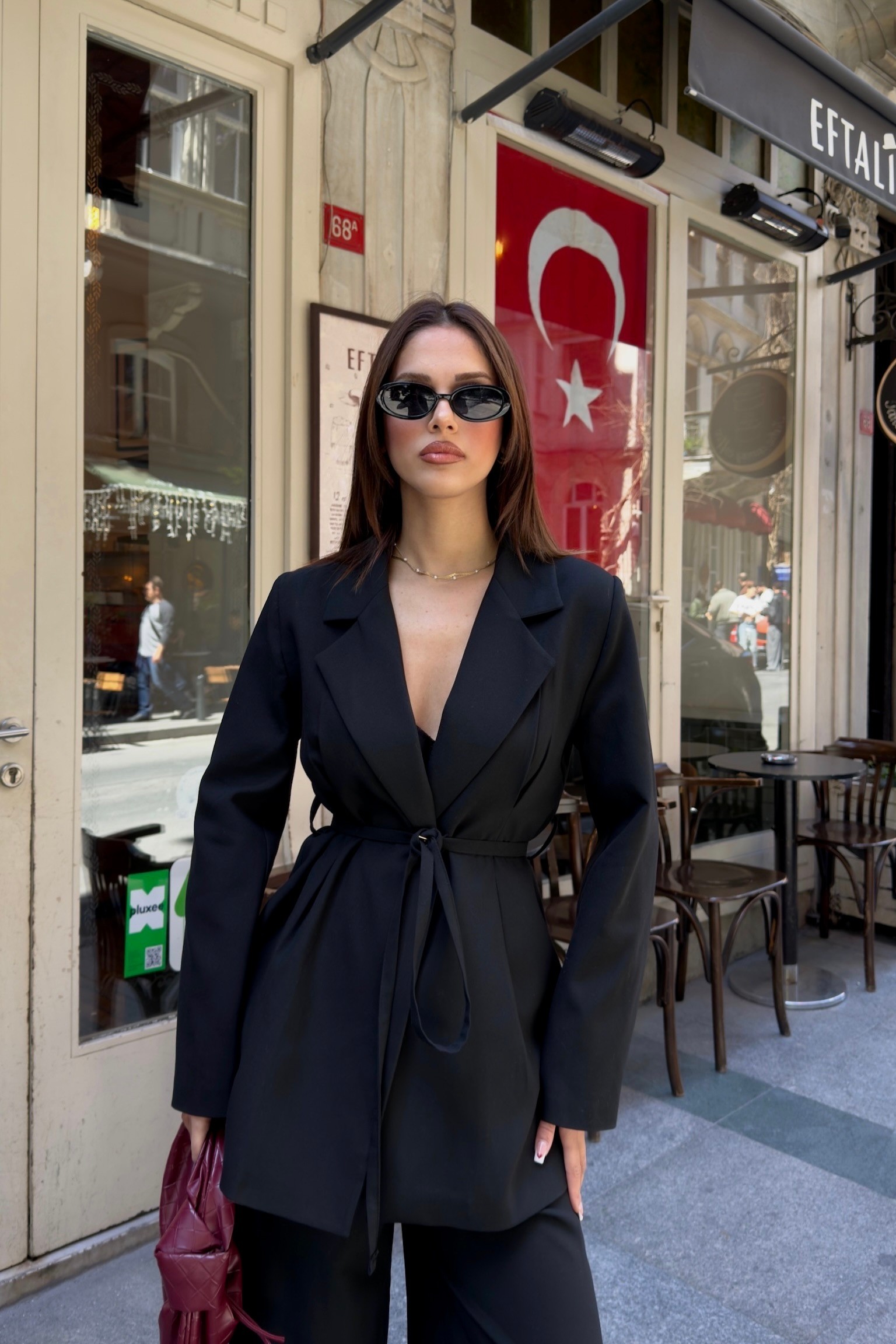 Bağlama Detaylı Ceket Takım