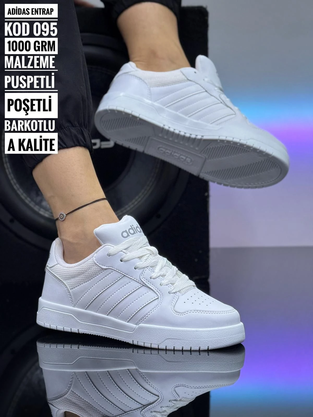 ADİDAS 019 KOD  - BEYAZ BEYAZ