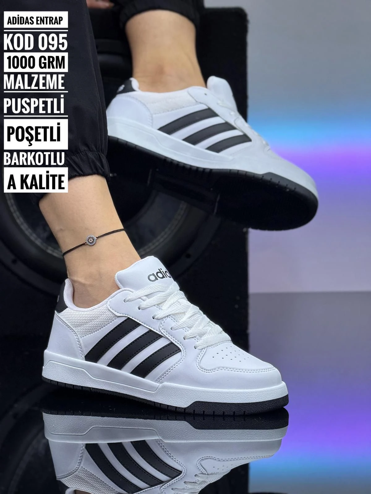 ADİDAS 019 KOD  - BEYAZ SİYAH