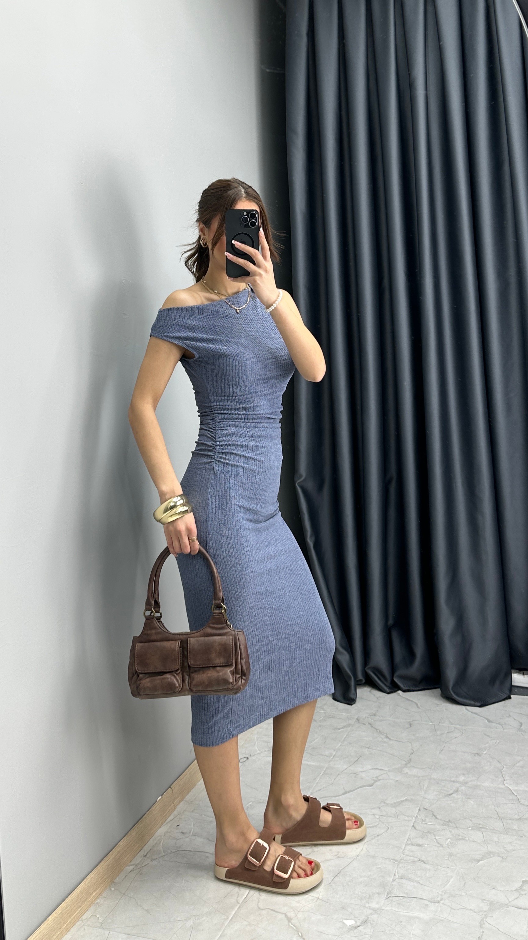 Midi Elbise  - İNDİGO