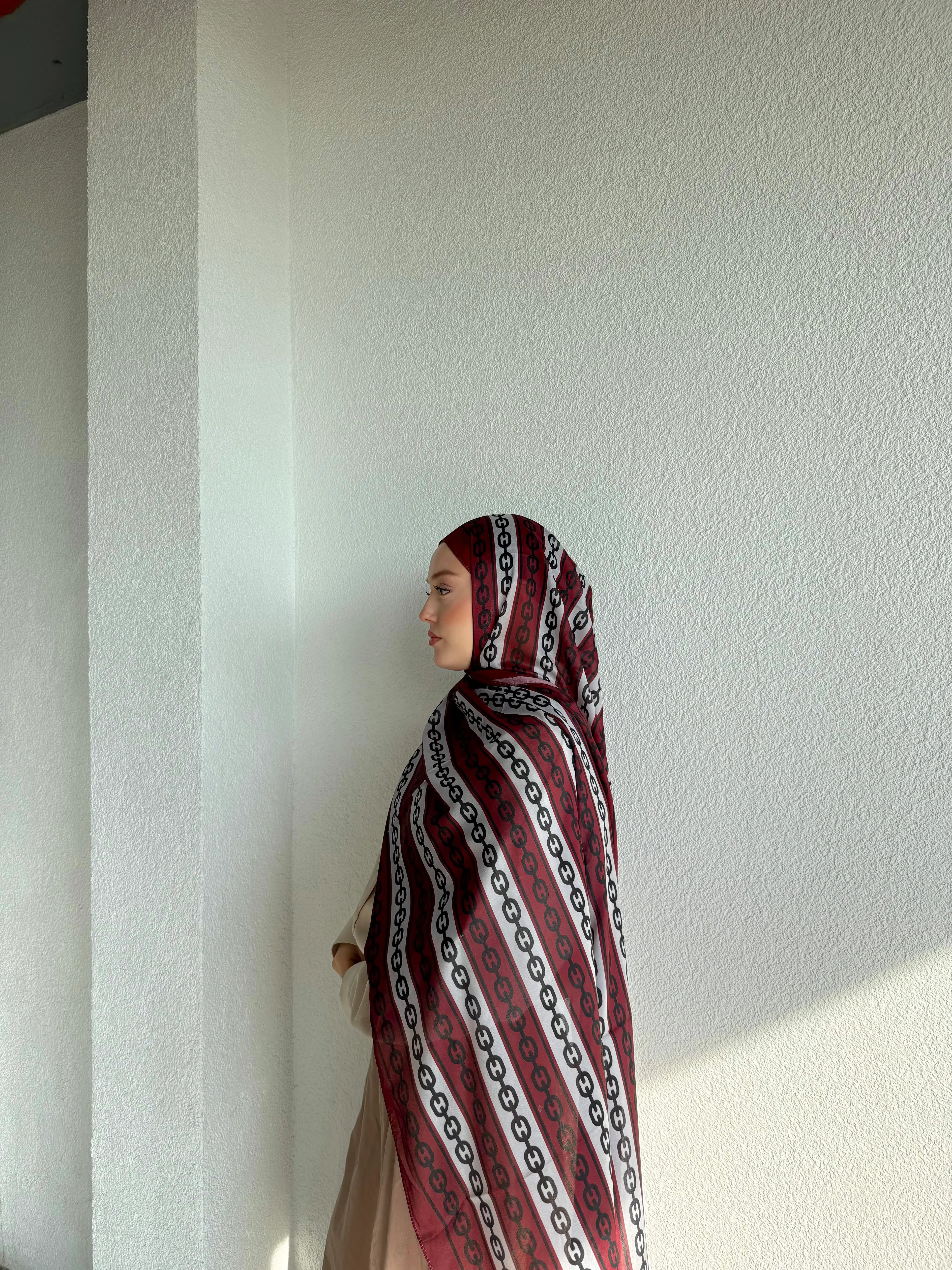 FRANSIZ İPEĞİ ZİNCİR DESEN ŞAL