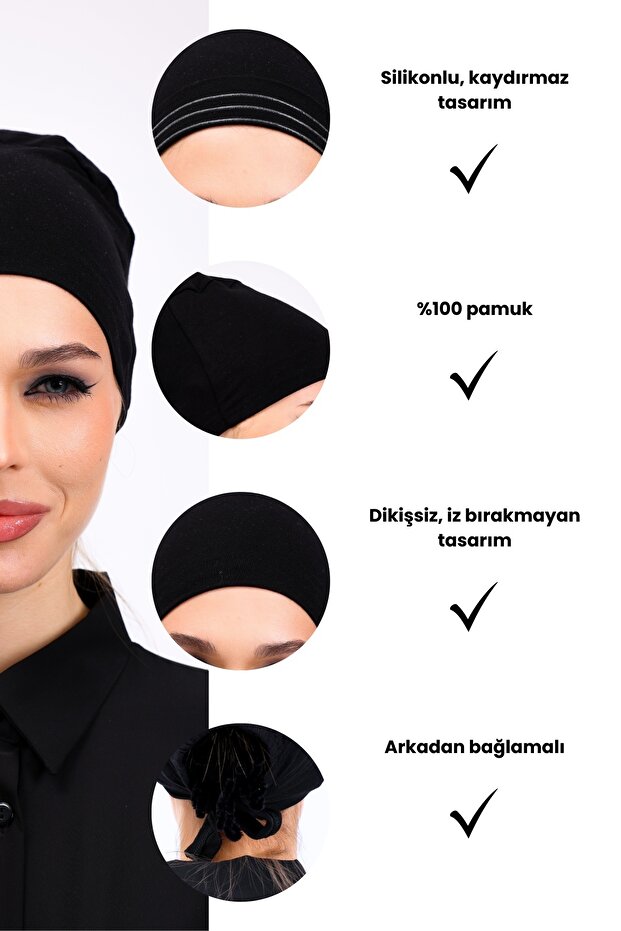 DÜZ SİLİKONLU BONE SİYAH