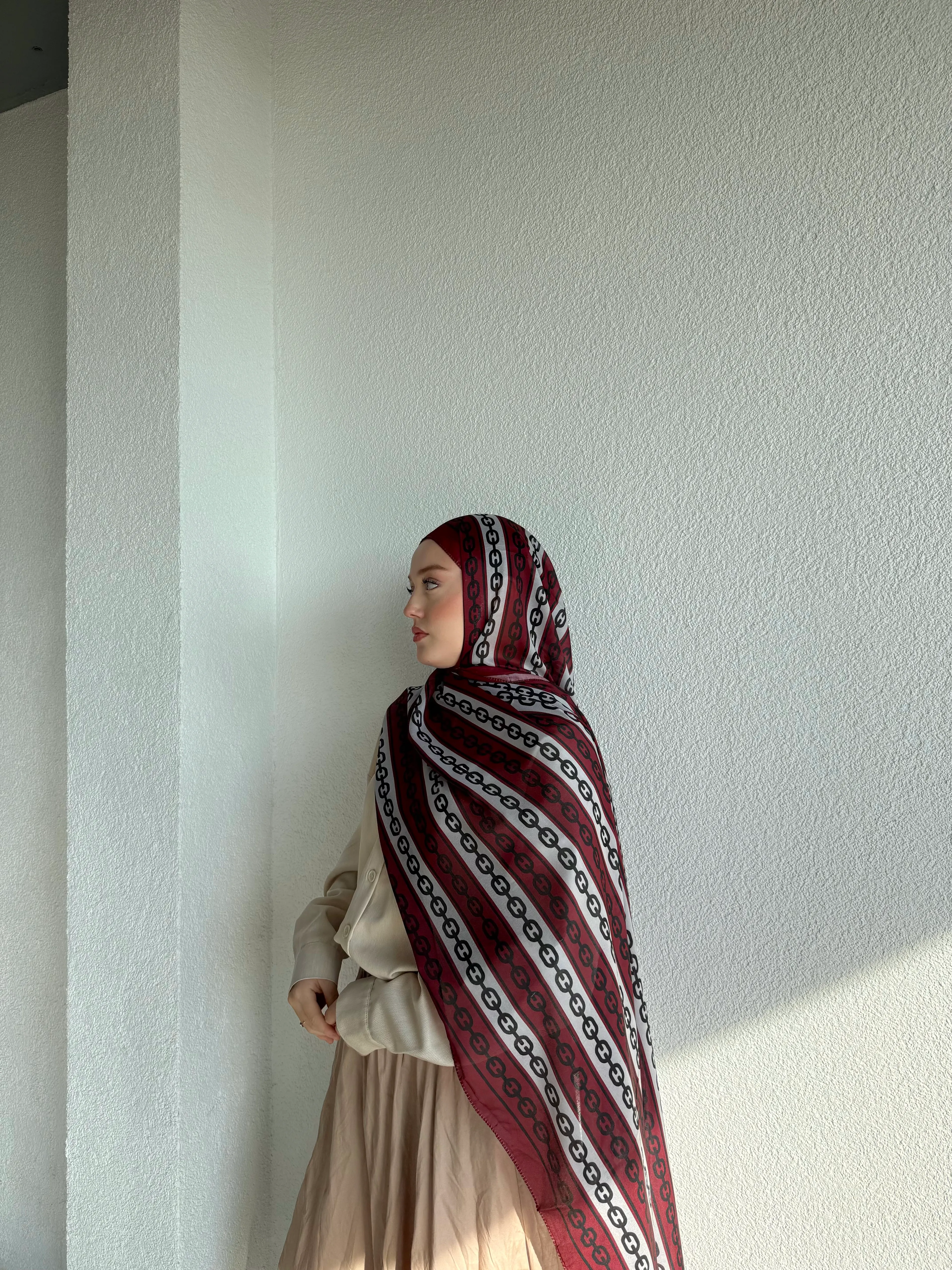 FRANSIZ İPEĞİ ZİNCİR DESEN ŞAL