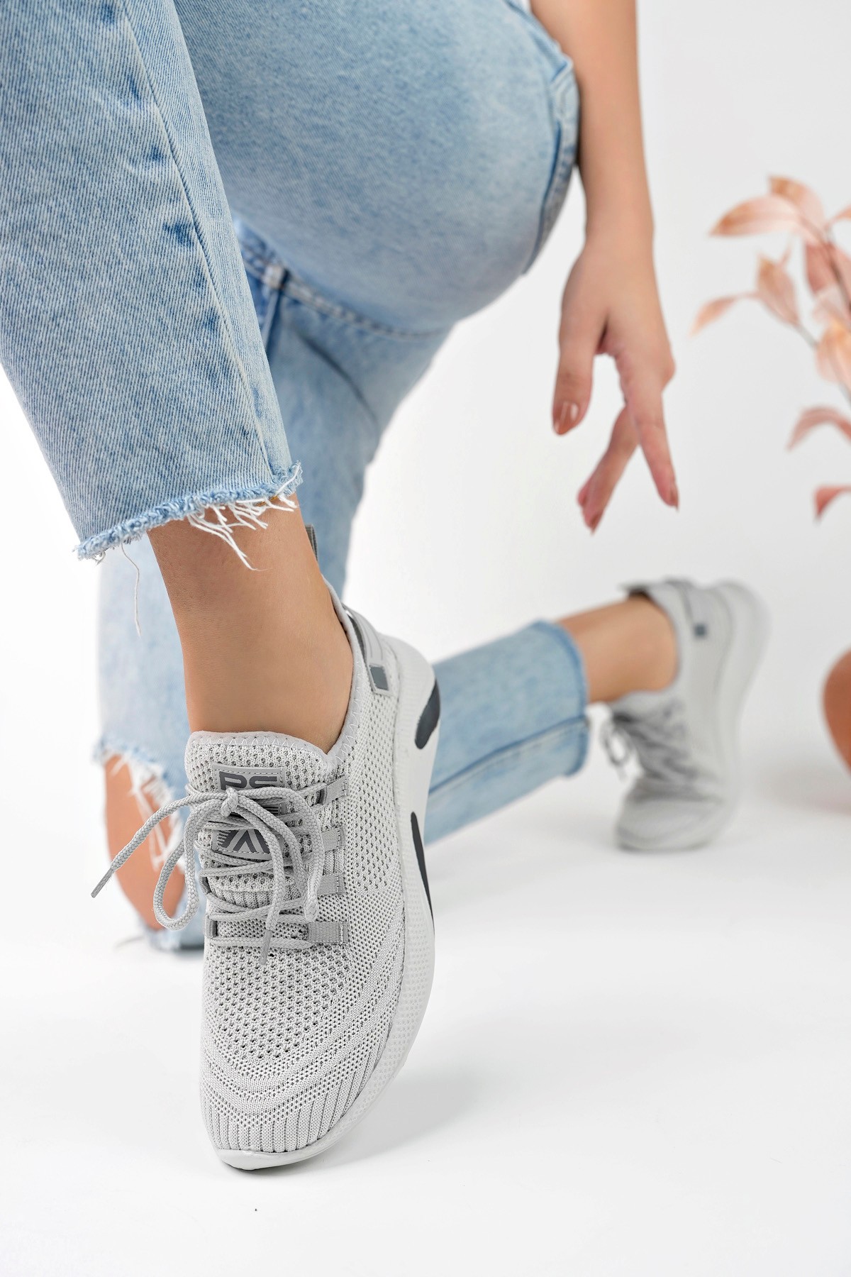 Unisex Triko Sneaker Rahat Hava Alabilen Kokusuz Spor Ayakkabı 4555 - Buz