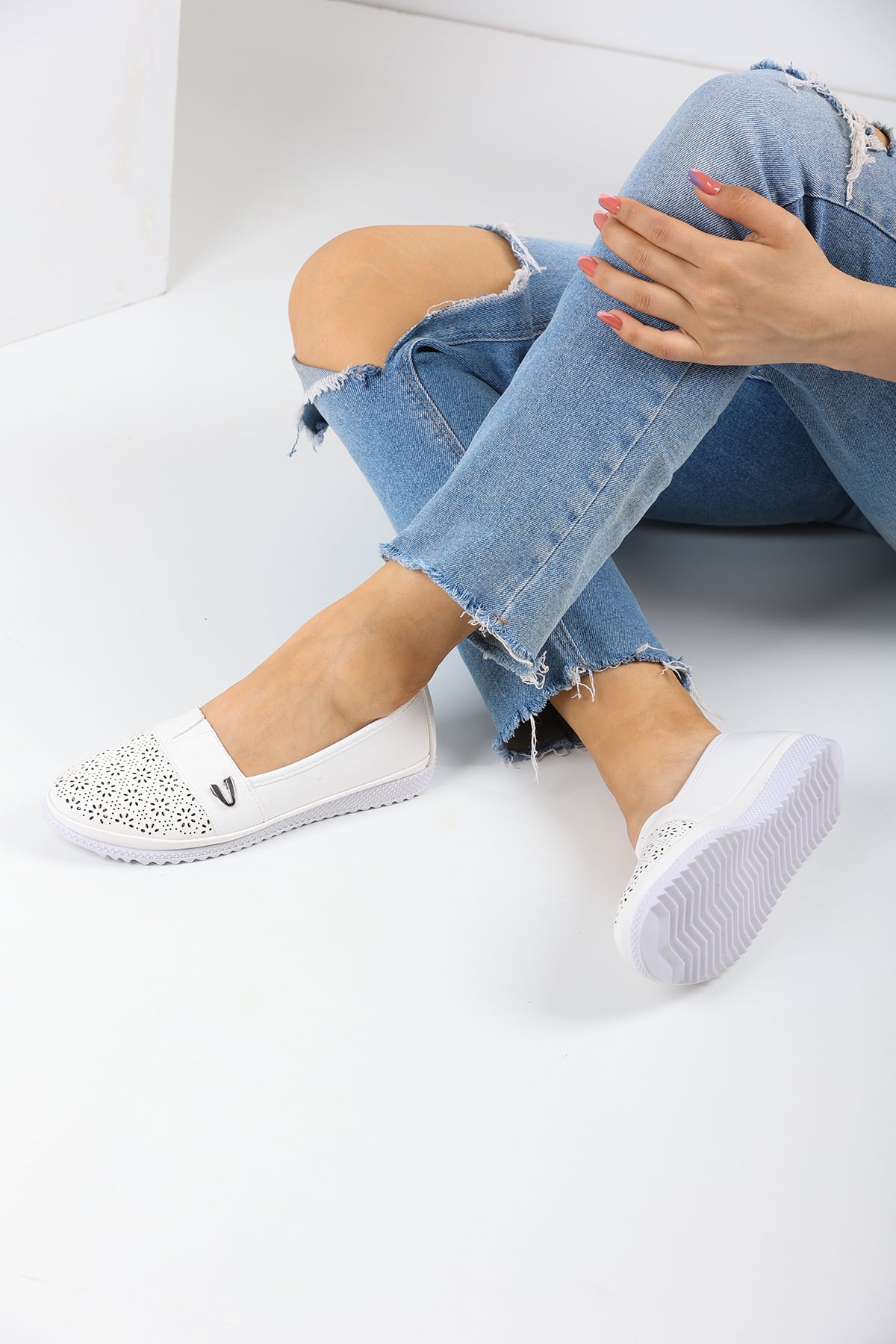 V Toka Günlük Kadın Casual 7001 - Beyaz