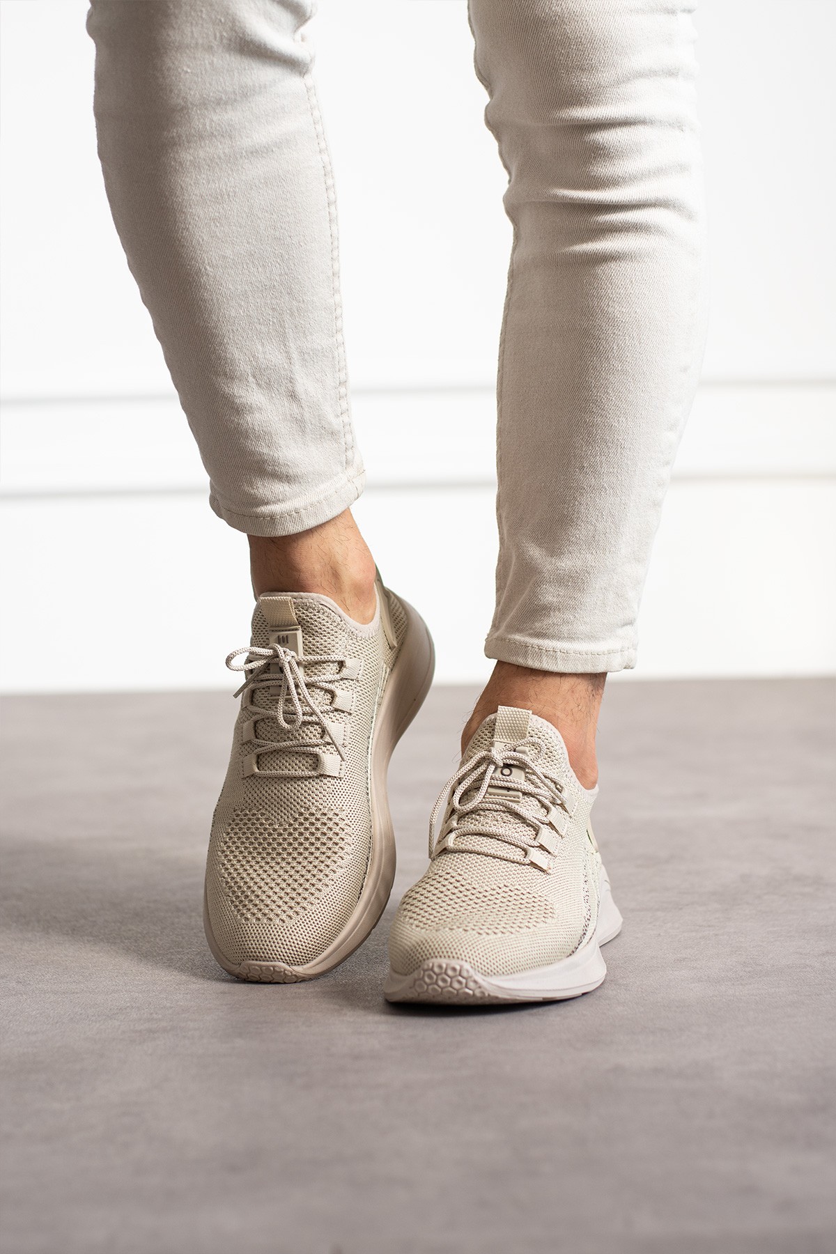 Unisex Yıkanabilir Rahat Hava Alabilen Kokusuz Triko Spor Ayakkabı Sneaker 015 - Bej