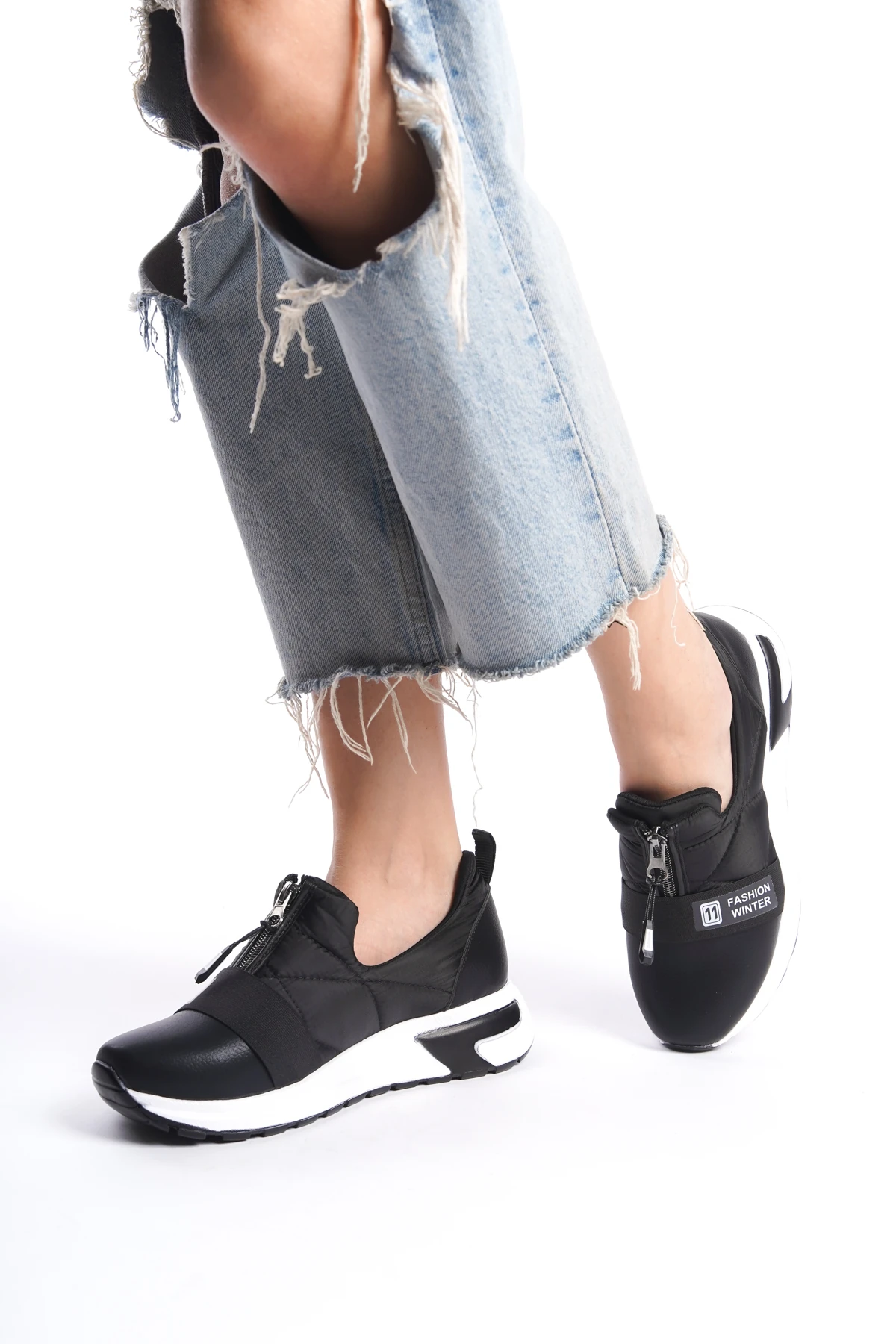 Kadın Fermuarlı Lastikli Sneaker 0045