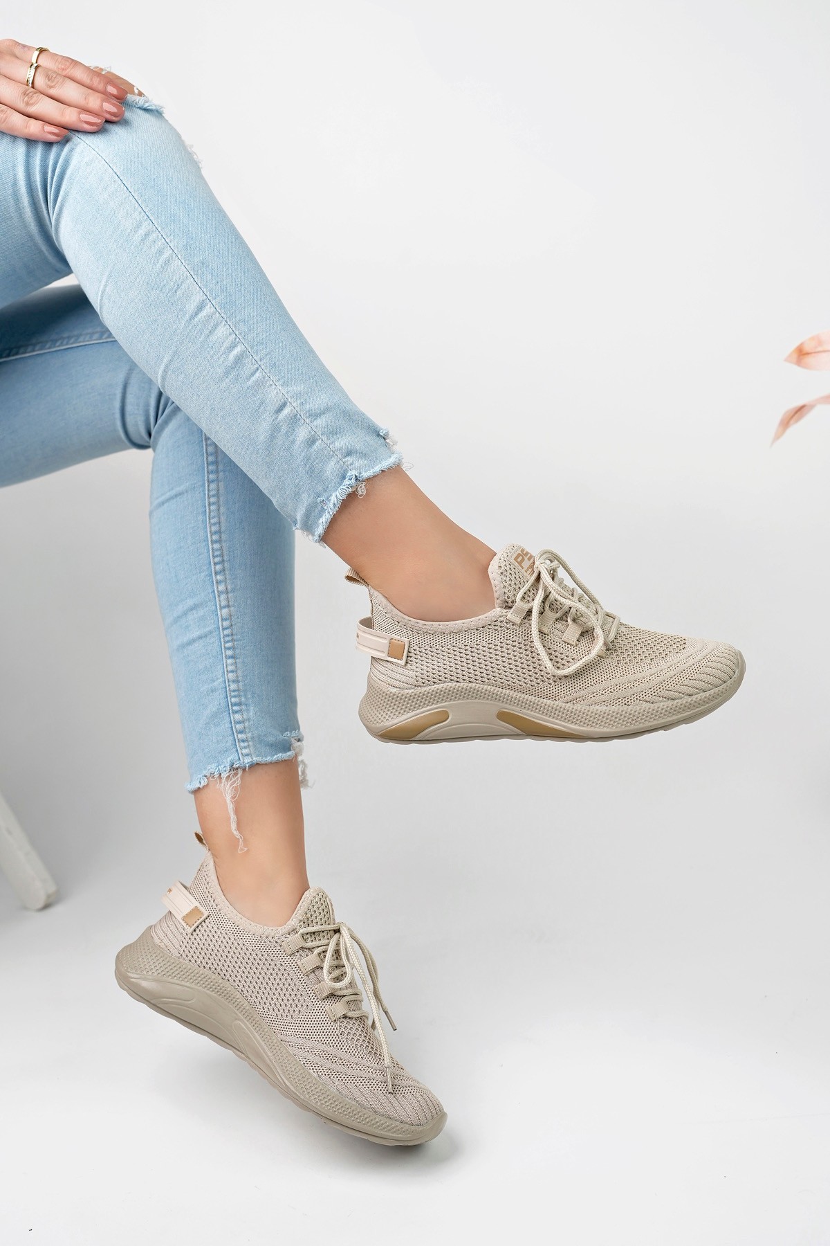 Unisex Triko Sneaker Rahat Hava Alabilen Kokusuz Spor Ayakkabı 4555 - Nude