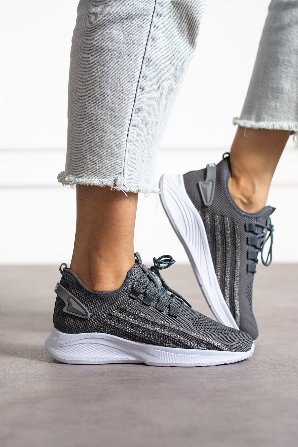 Unisex Yıkanabilir Rahat Hava Alabilen Kokusuz Triko Spor Ayakkabı Sneaker 015 - Füme Buz