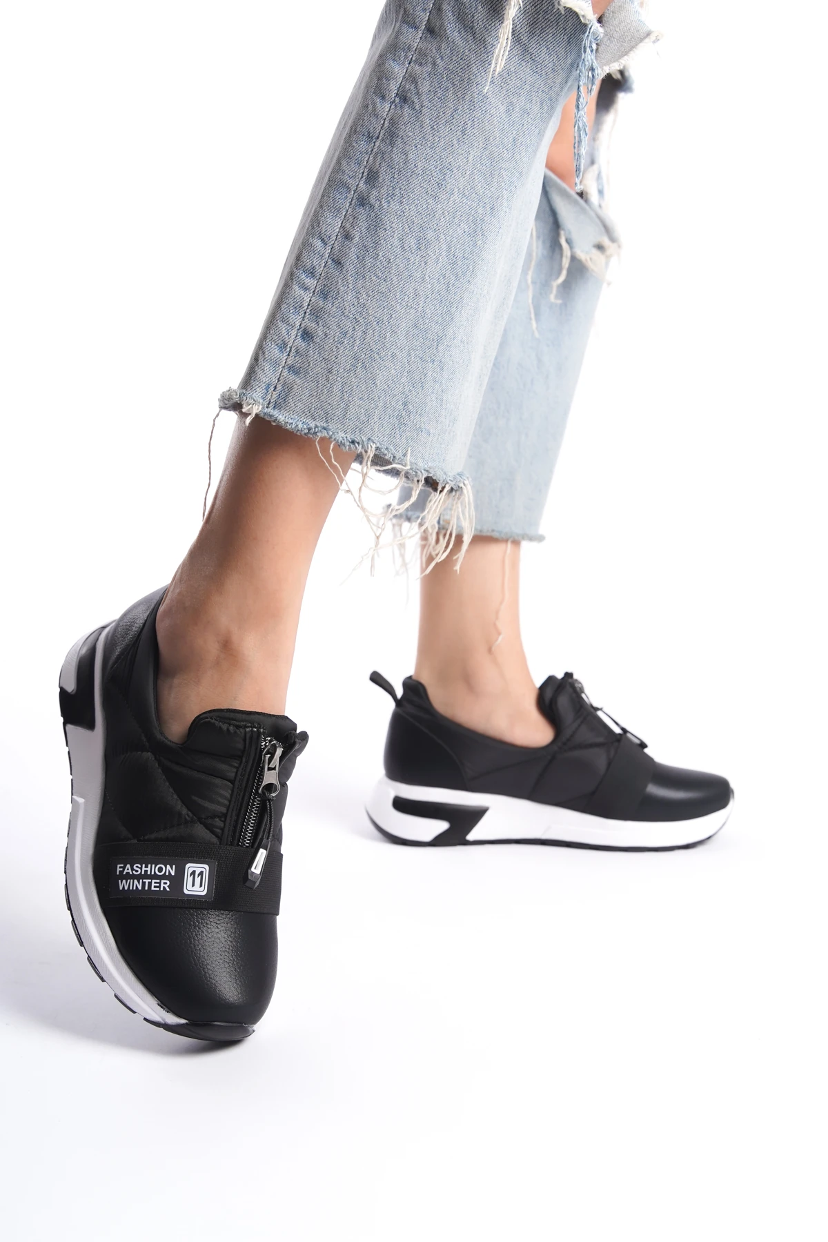 Kadın Fermuarlı Lastikli Sneaker 0045