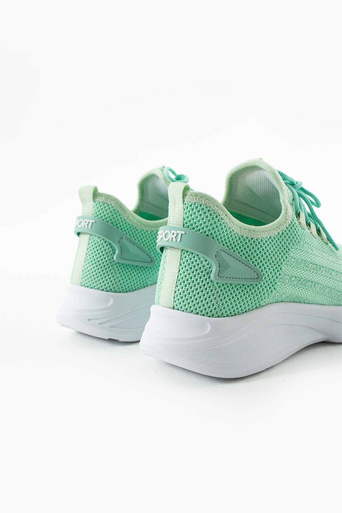 Unisex Yıkanabilir Rahat Hava Alabilen Kokusuz Triko Spor Ayakkabı Sneaker 015 - Mint Yeşili Beyaz
