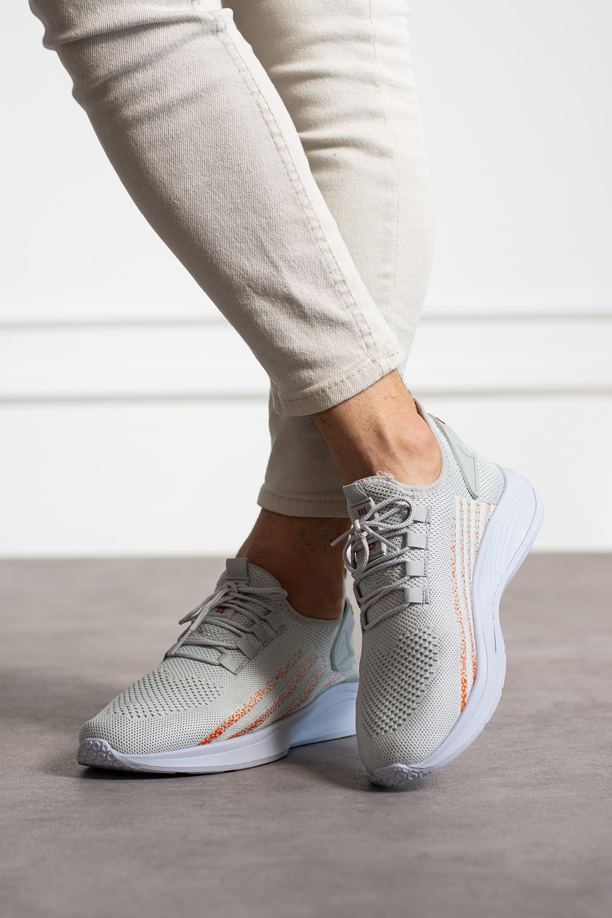 Unisex Yıkanabilir Rahat Hava Alabilen Kokusuz Triko Spor Ayakkabı Sneaker 015 - Buz Turuncu