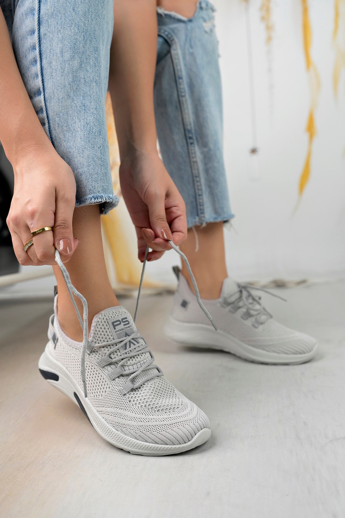 Unisex Triko Sneaker Rahat Hava Alabilen Kokusuz Spor Ayakkabı 4555 - Buz