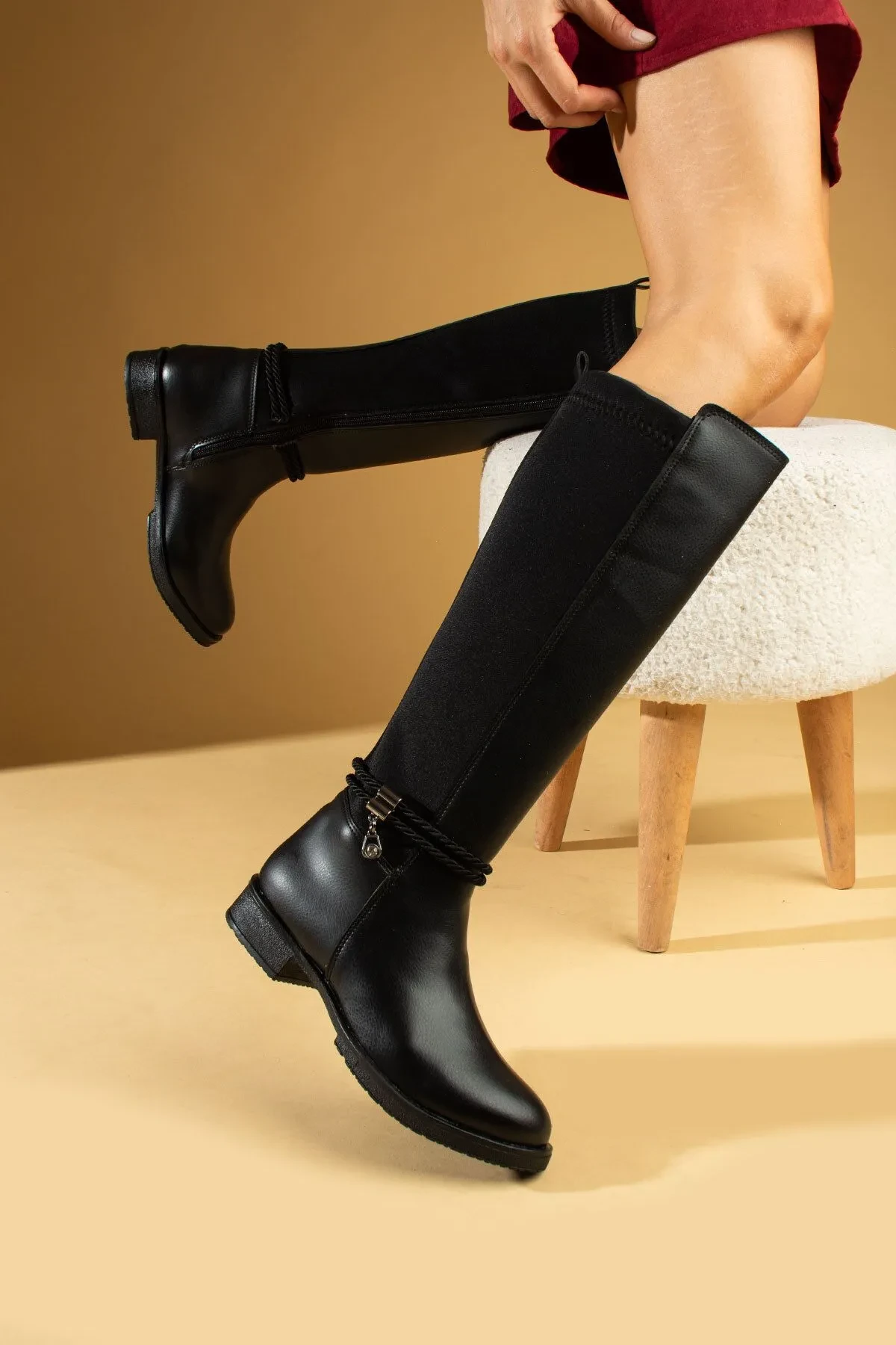 Kadın Parlak Tokalı Çizme THN02