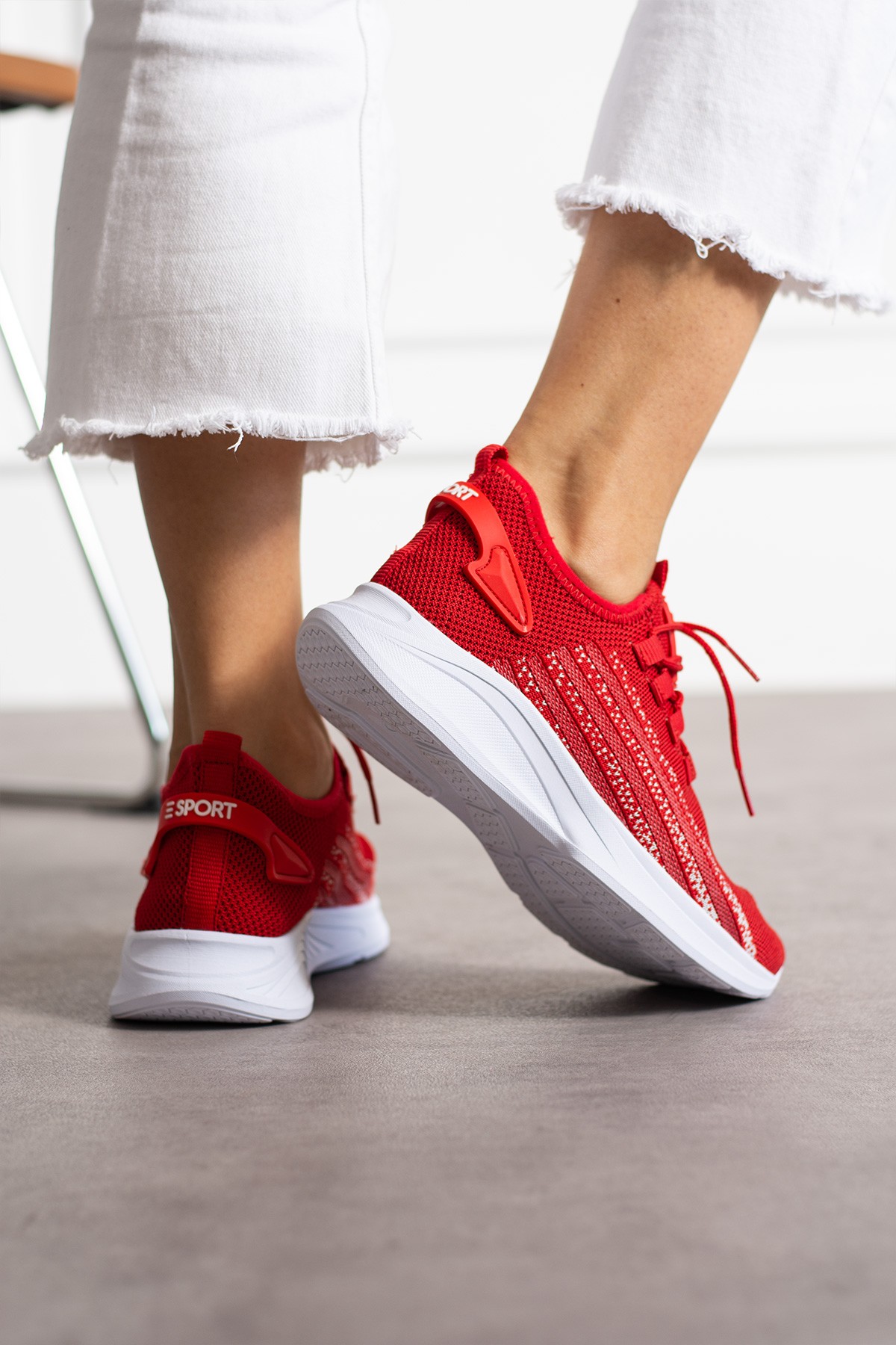 Unisex Yıkanabilir Rahat Hava Alabilen Kokusuz Triko Spor Ayakkabı Sneaker 015 - Kırmızı Buz
