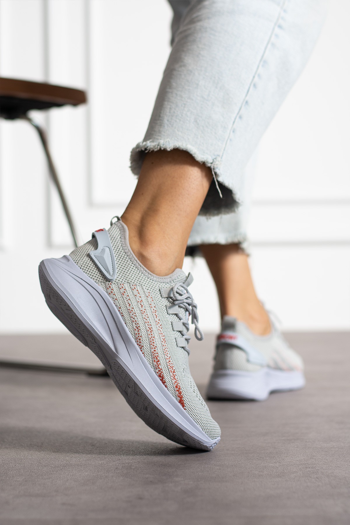 Unisex Yıkanabilir Rahat Hava Alabilen Kokusuz Triko Spor Ayakkabı Sneaker 015 - Buz Turuncu