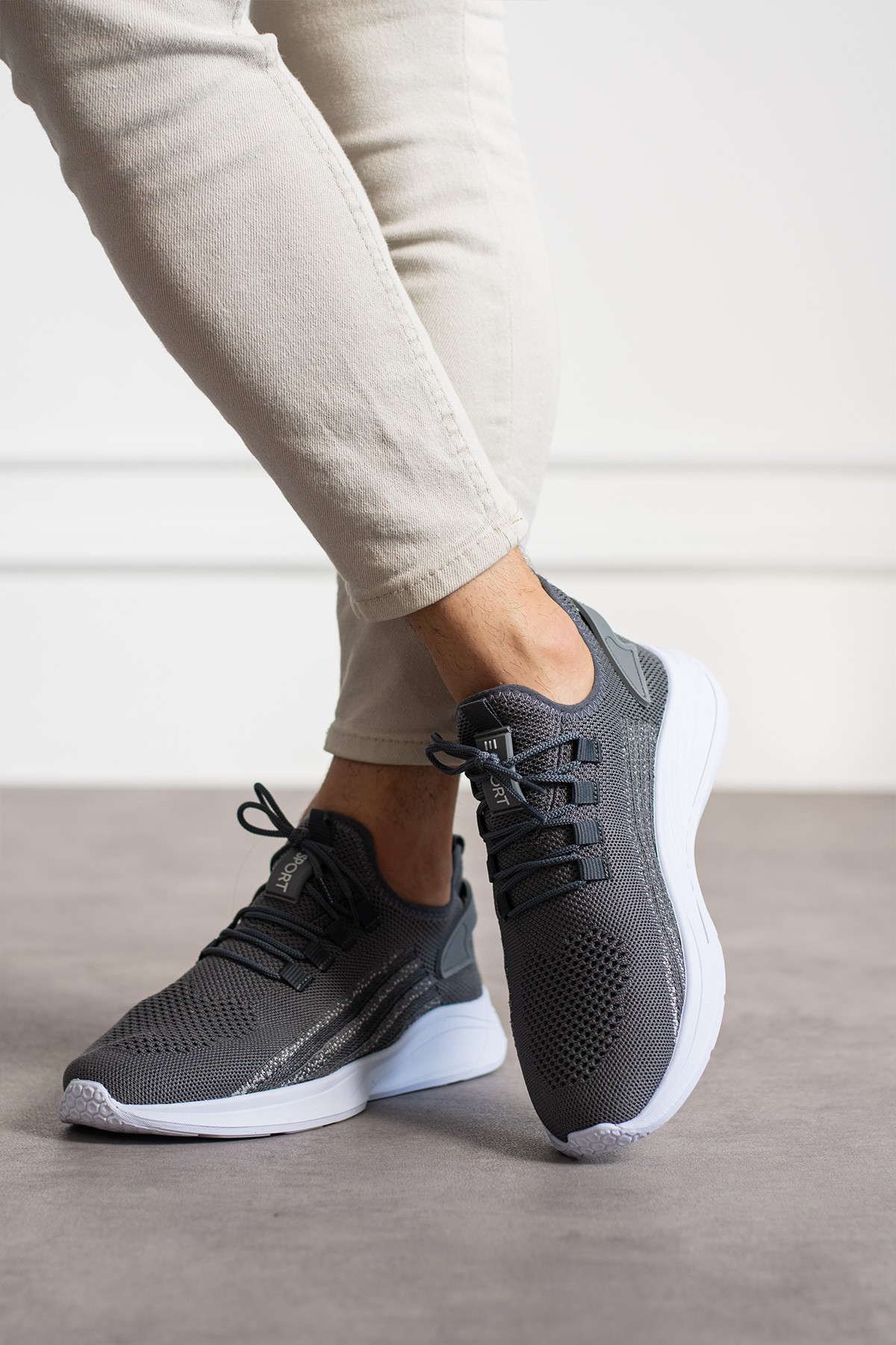 Unisex Yıkanabilir Rahat Hava Alabilen Kokusuz Triko Spor Ayakkabı Sneaker 015 - Füme Buz