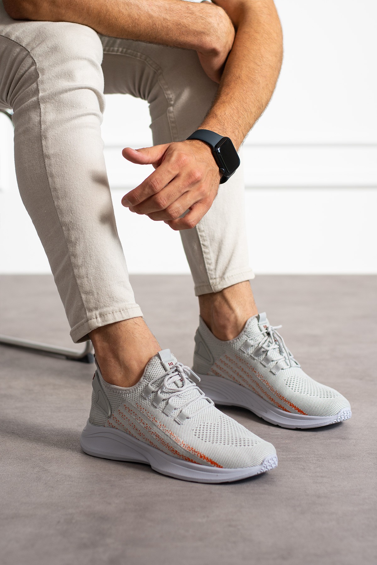 Unisex Yıkanabilir Rahat Hava Alabilen Kokusuz Triko Spor Ayakkabı Sneaker 015 - Buz Turuncu